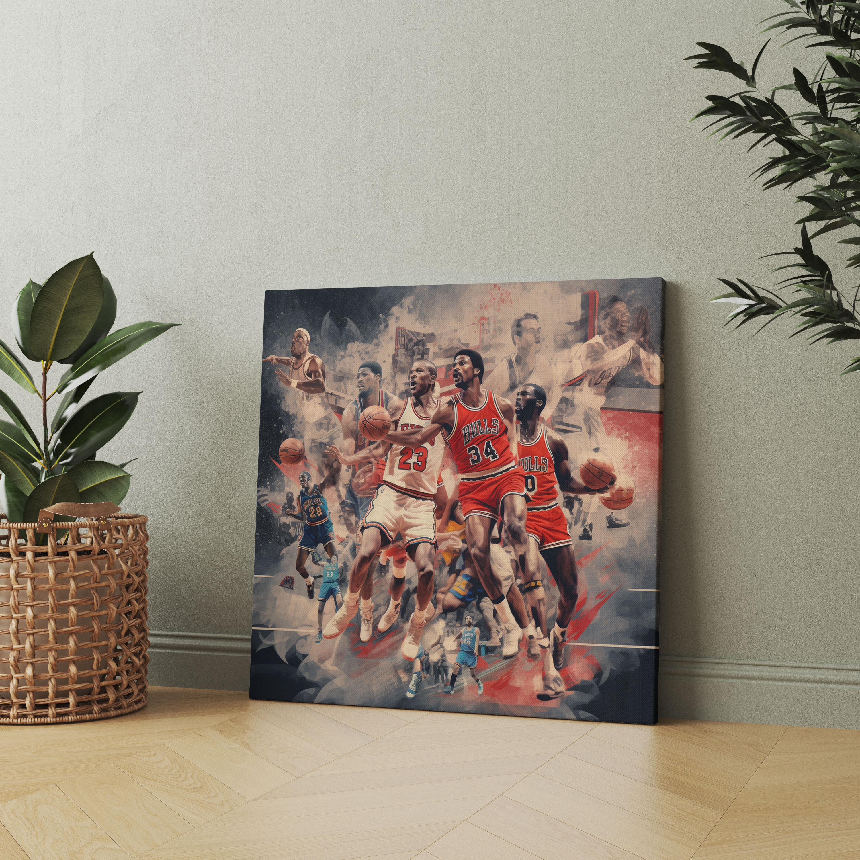 NBA Wanddekoration - Ikonische Momente - Leinwandbild Basketballgeschichte Wohnkultur