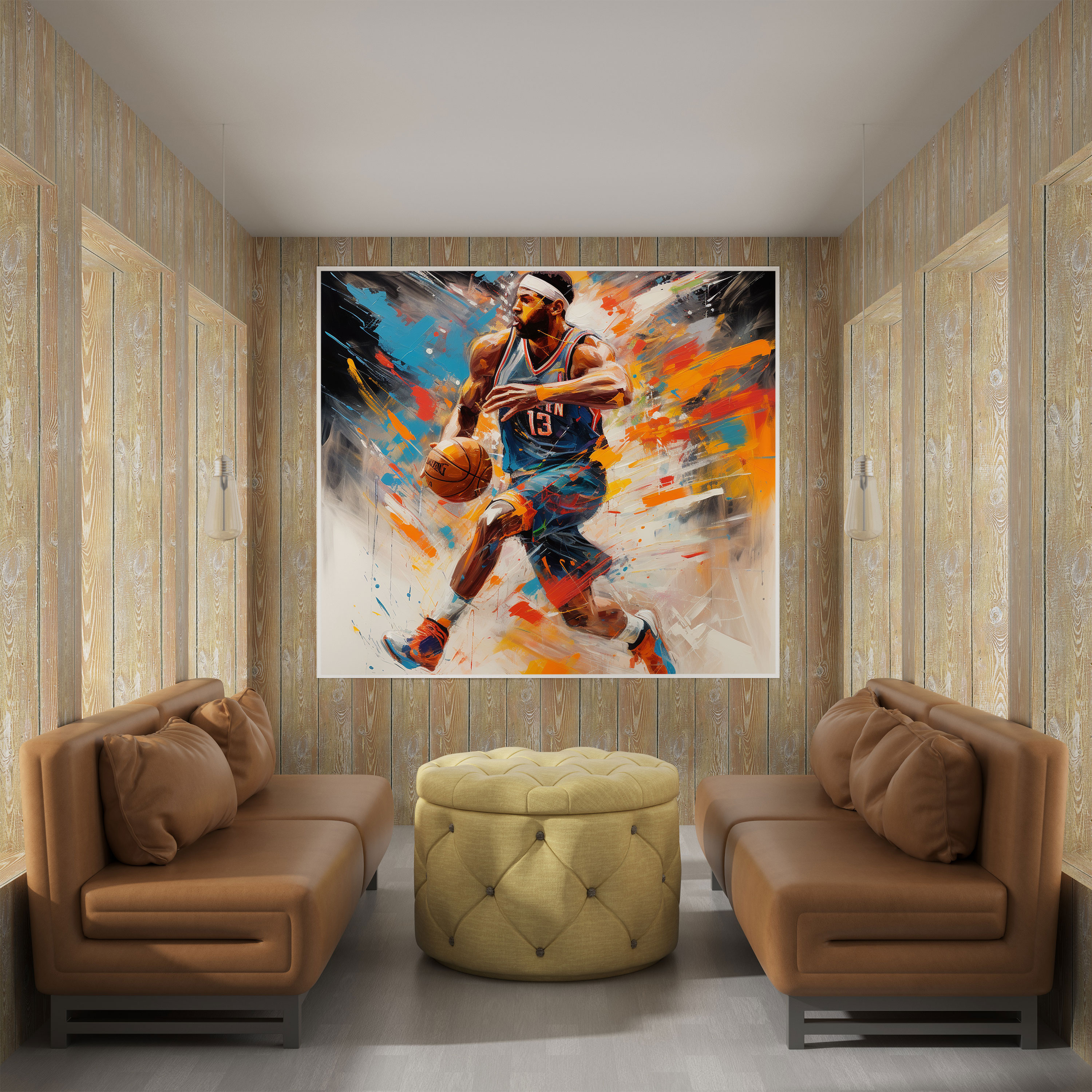 NBA Wandkunst - Impressionistische Pinselstriche - Bewegung und Anmut - Wanddekoration - Wandkunst