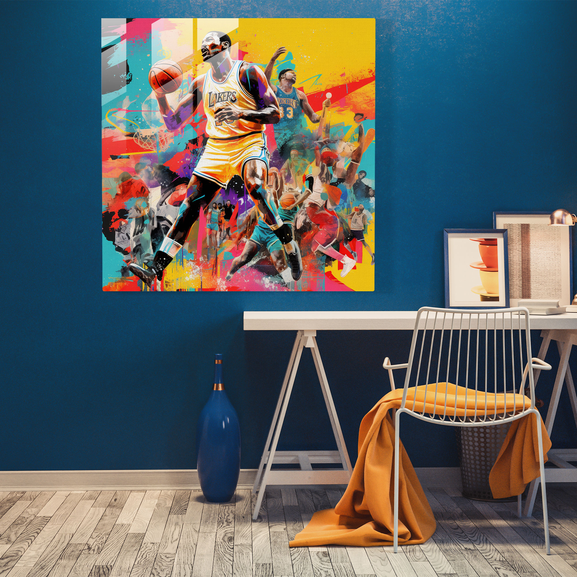 NBA Pop Art Collage Glasbild - NBA NBA-Spieler Glas-Kunst Wanddekoration