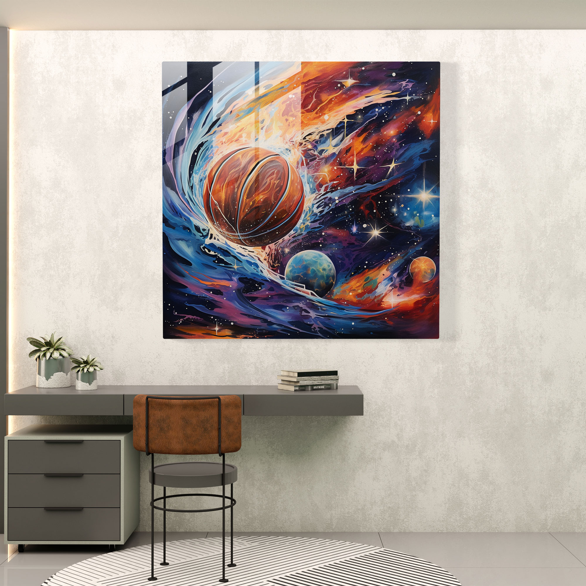Nba Surrealist Mixed Media Glass Print - Nba, Surrealist Mixed Media Artwork, Glass Print, Glass Art