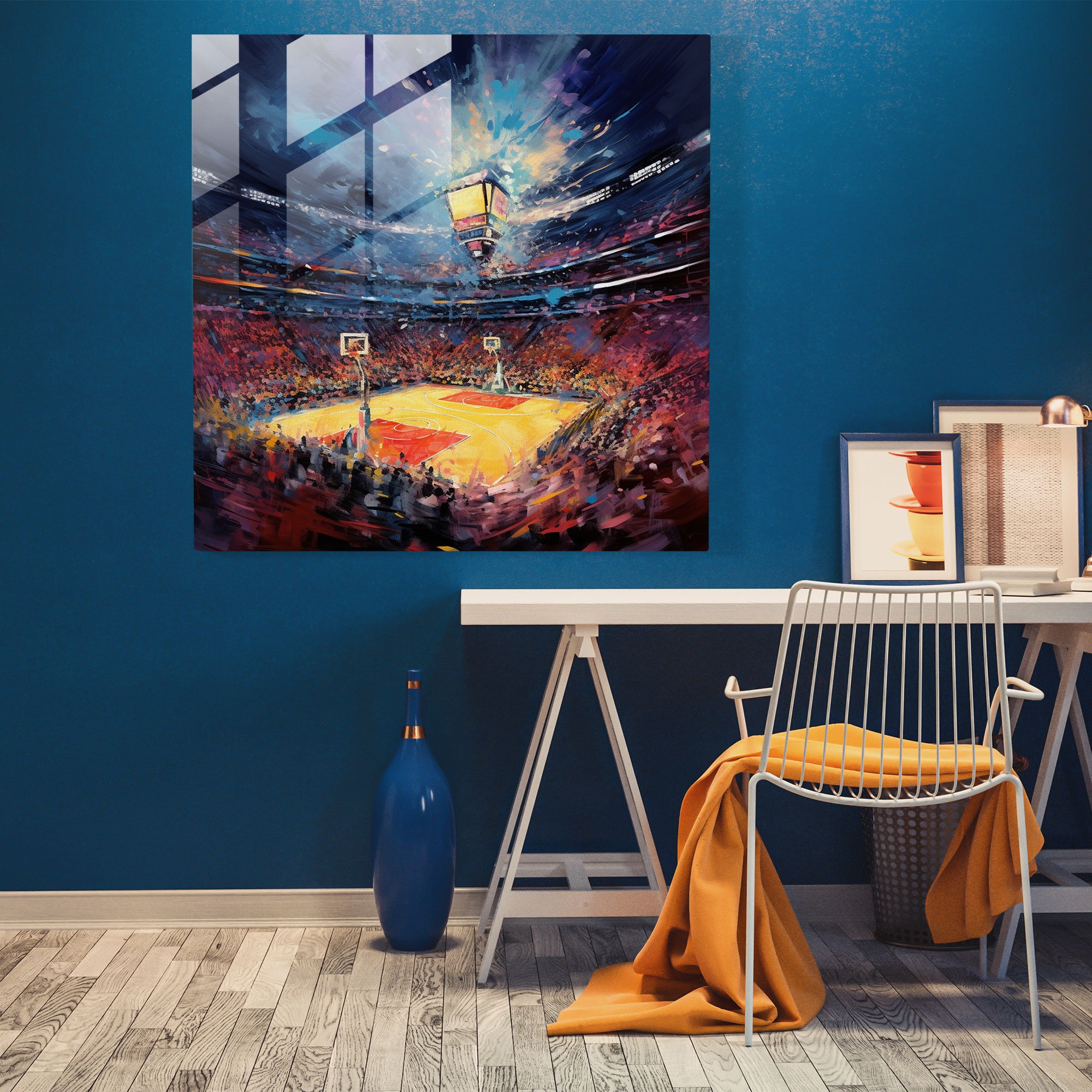 Nba Impressionist Glass Print - Nba, Modern Art, Glass Wall Art, Nba