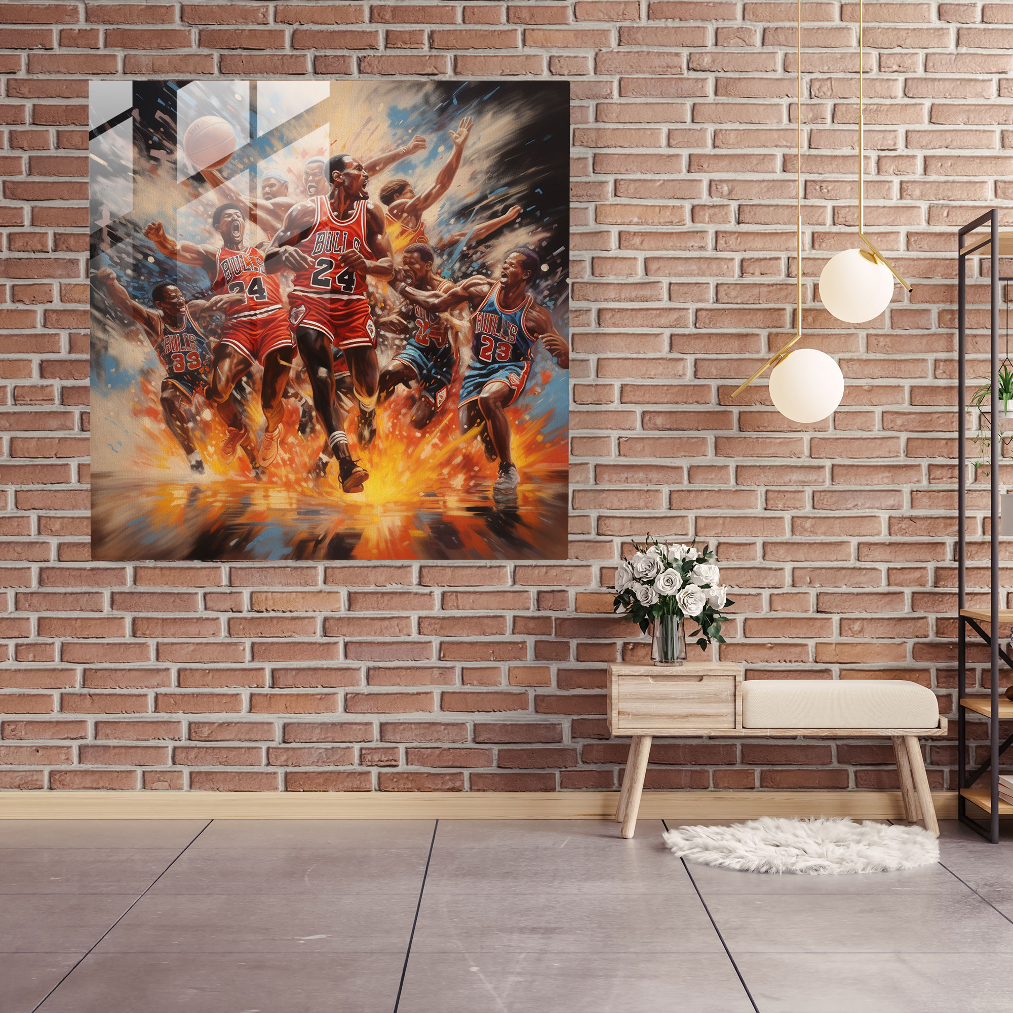 NBA Ölgemälde Glasbild - Ikonenhaft Moderne Kunst Realistisches Ölgemälde