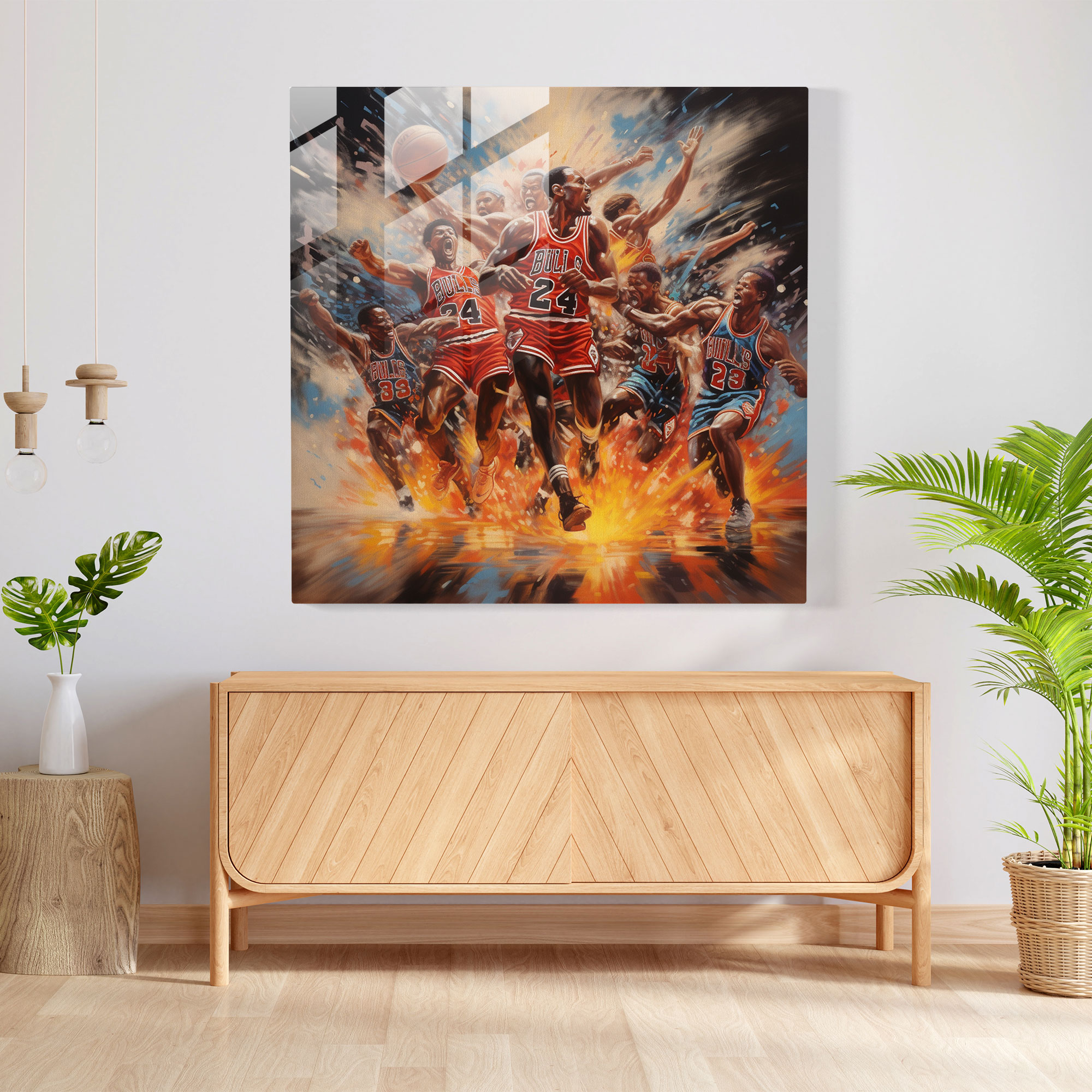 NBA Ölgemälde Glasbild - Ikonenhaft Moderne Kunst Realistisches Ölgemälde