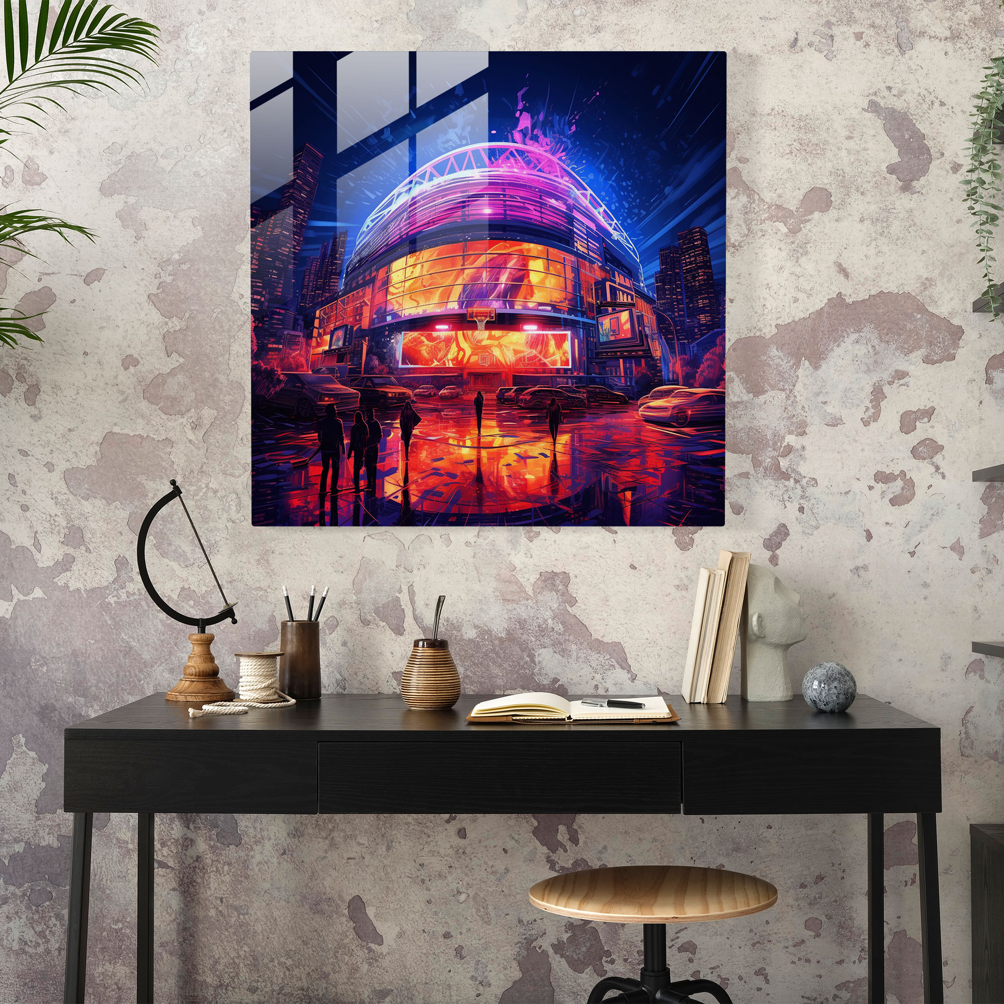 Nba Neon Glasbild - NBA Wohnkultur Glaswandkunst Neonlichter