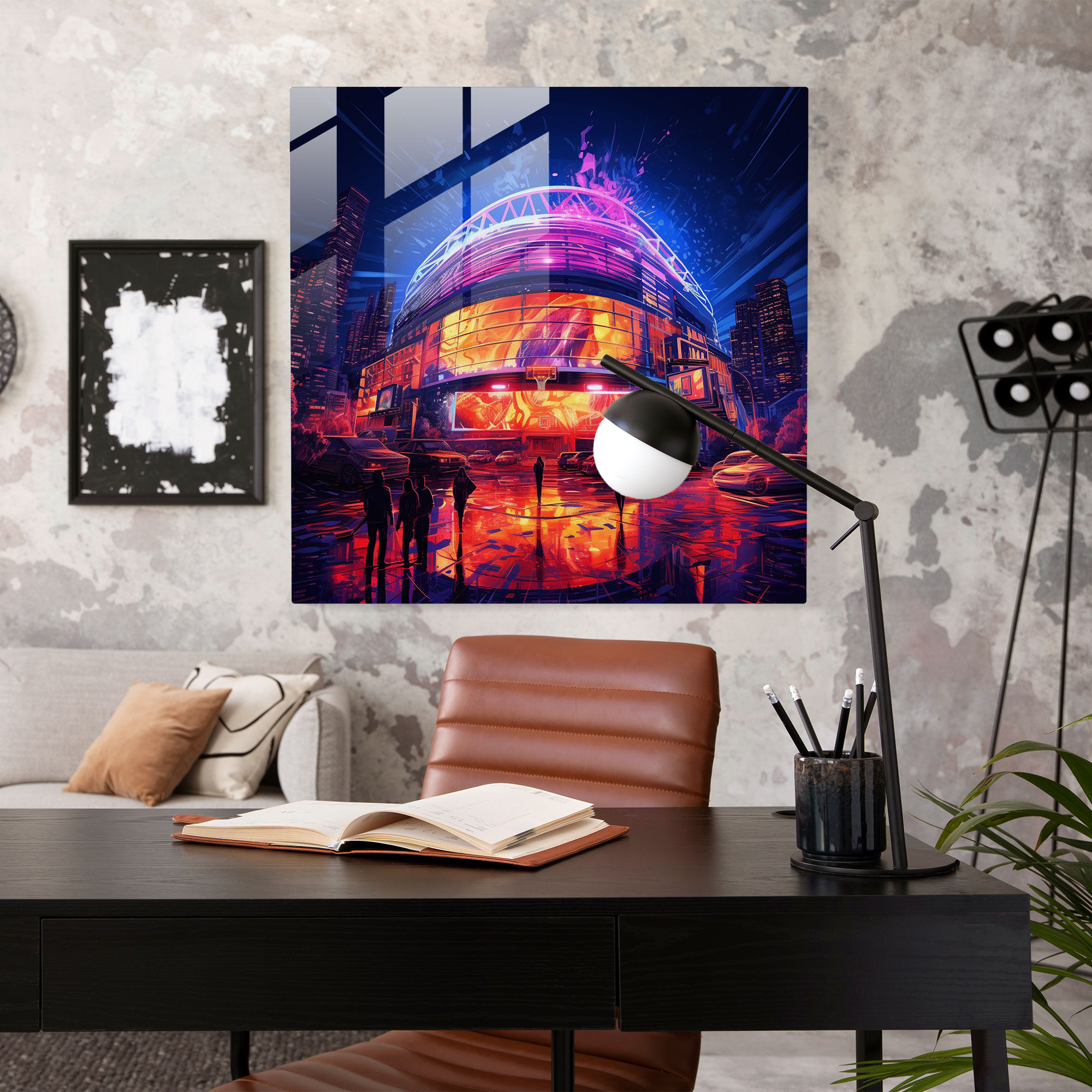 Nba Neon Glasbild - NBA Wohnkultur Glaswandkunst Neonlichter