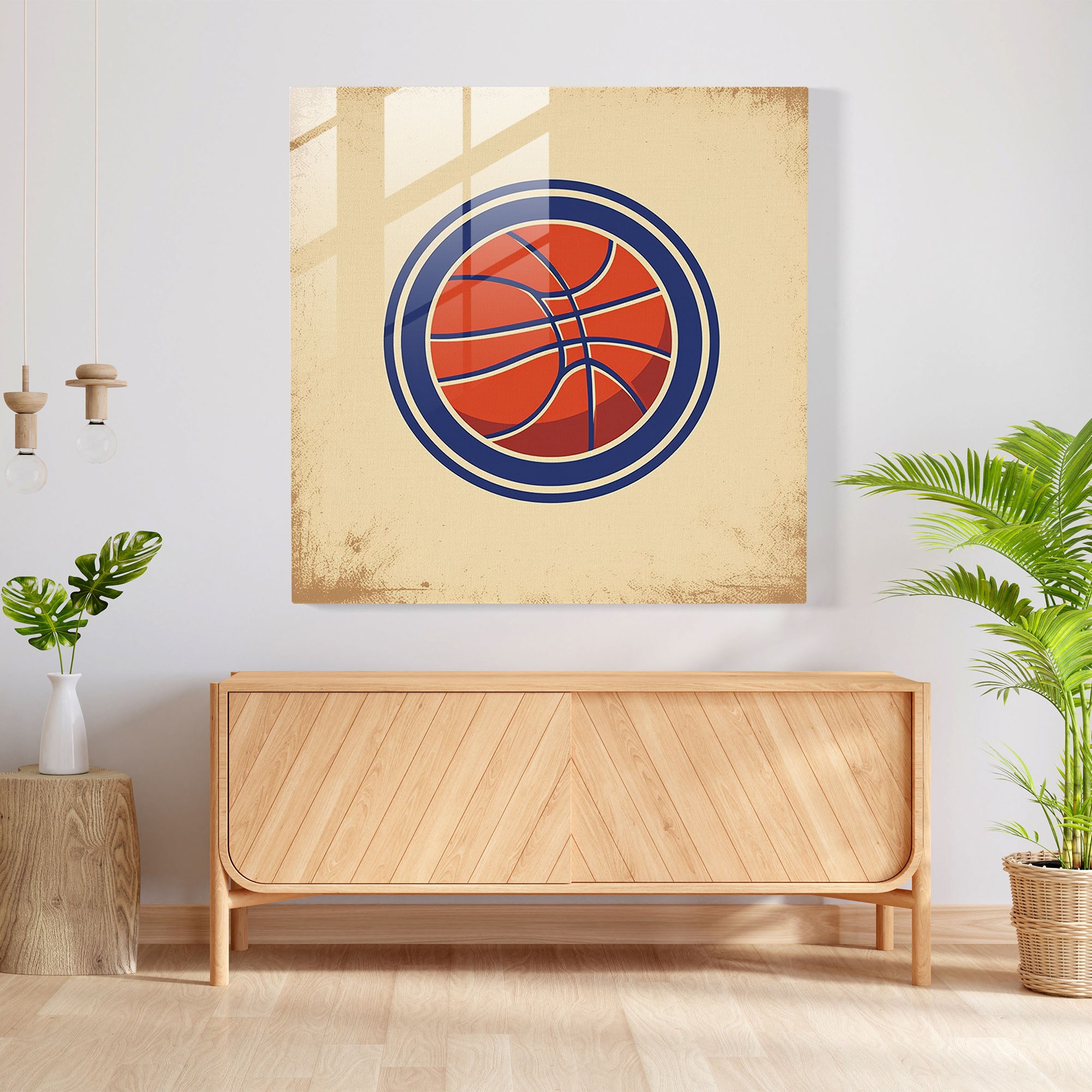 NBA Retro Glasbild - Retro Vintage Poster mit NBA Team Logos