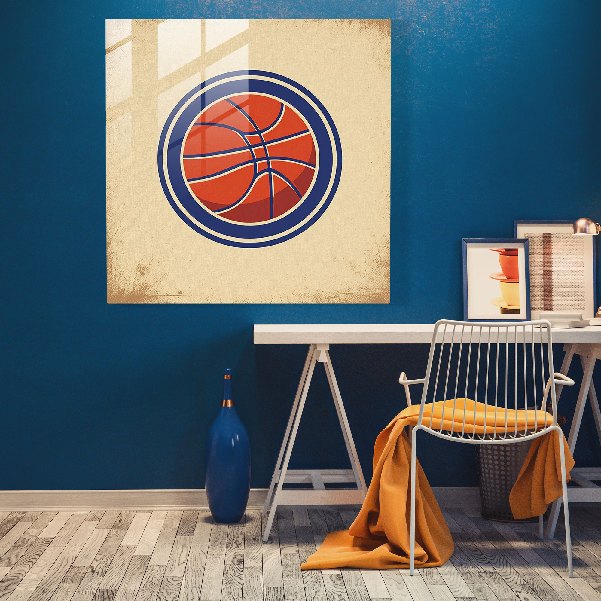 NBA Retro Glasbild - Retro Vintage Poster mit NBA Team Logos