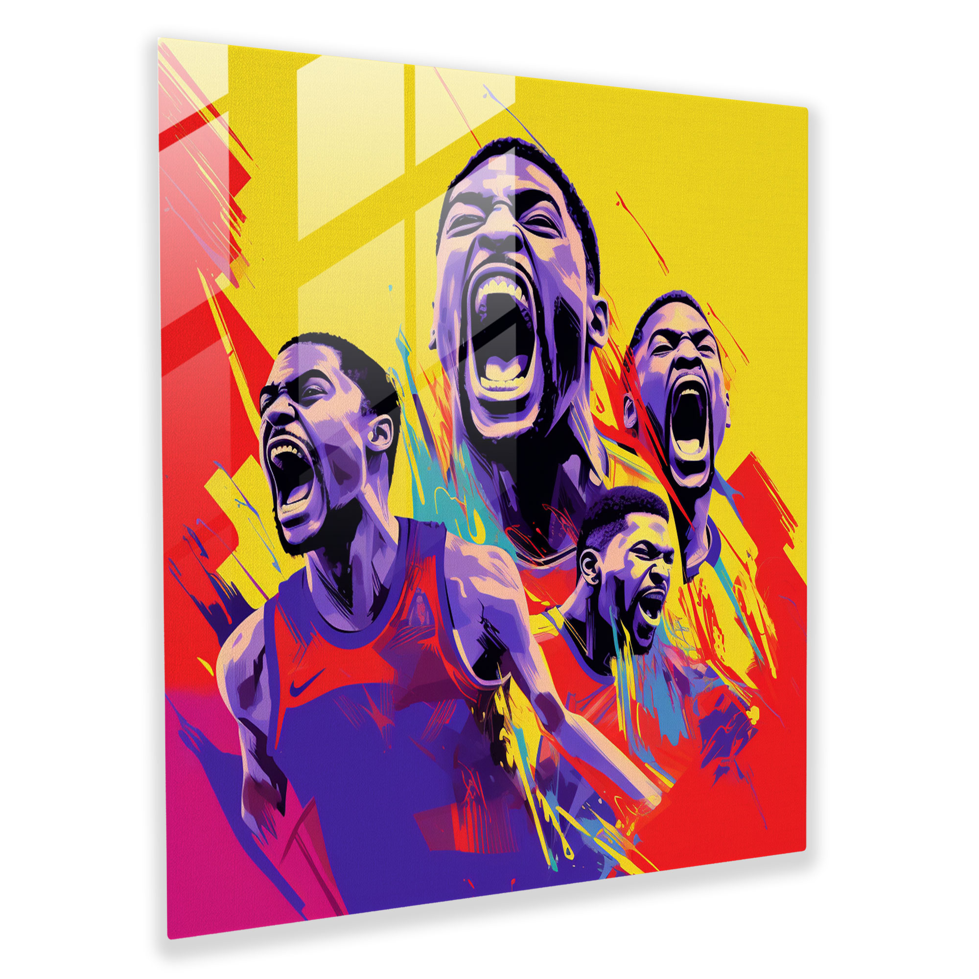 Nba Glass Print - Pop Art Illustration Of Famous Players - Nba, Modern Art, Home Decoration, Glass Art