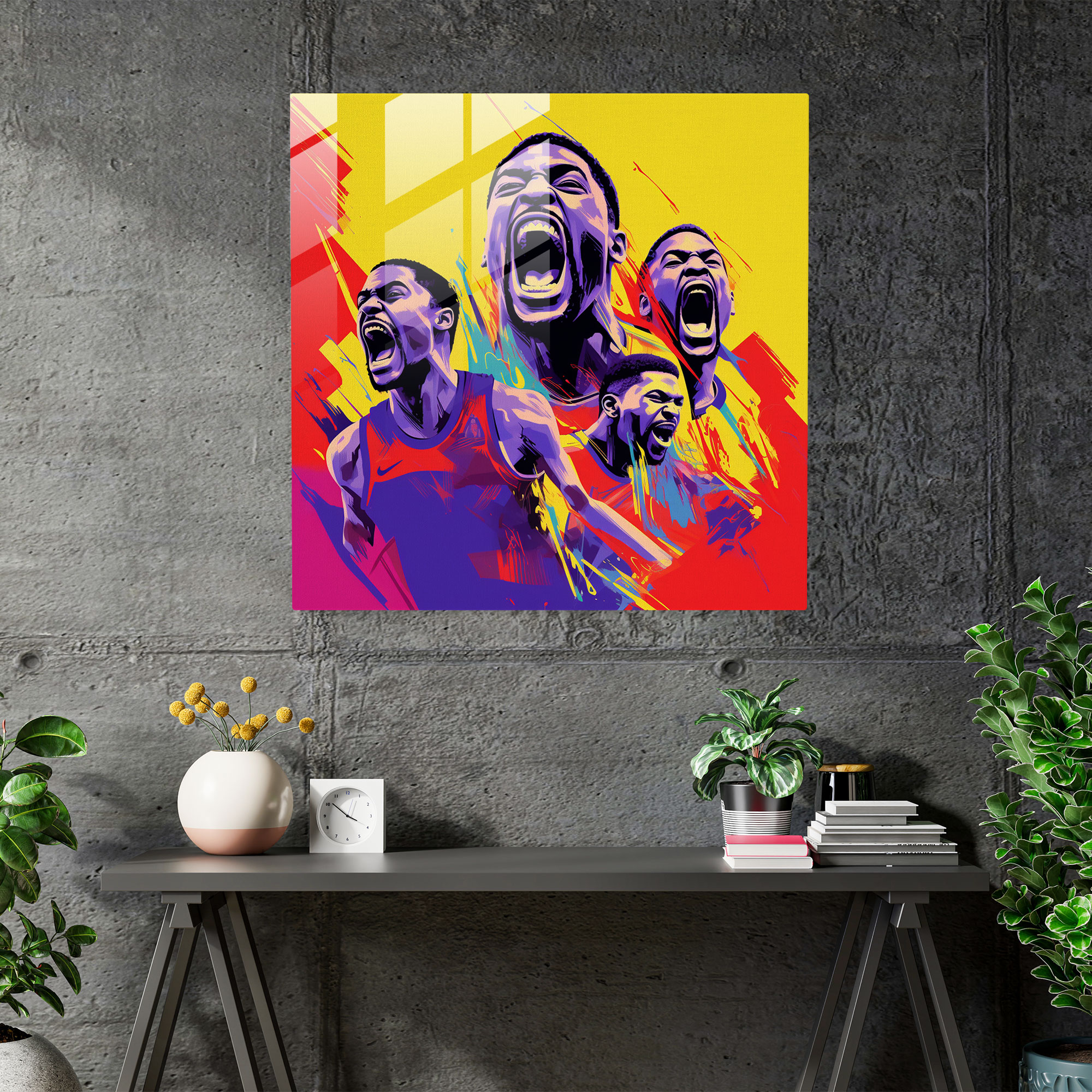 Nba Glass Print - Pop Art Illustration Of Famous Players - Nba, Modern Art, Home Decoration, Glass Art