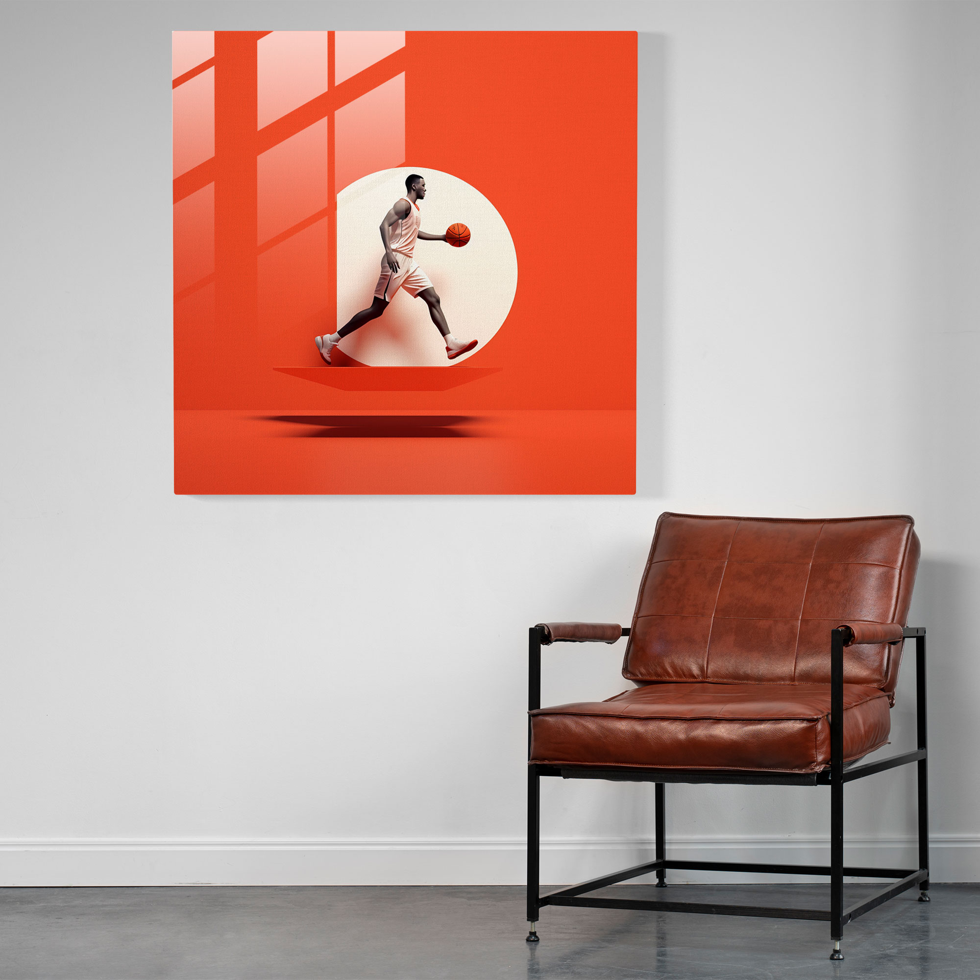Nba Glass Print - Minimalist Basketball Illustration - Nba, Modern Art, Nba Basketball, Minimalist Illustration