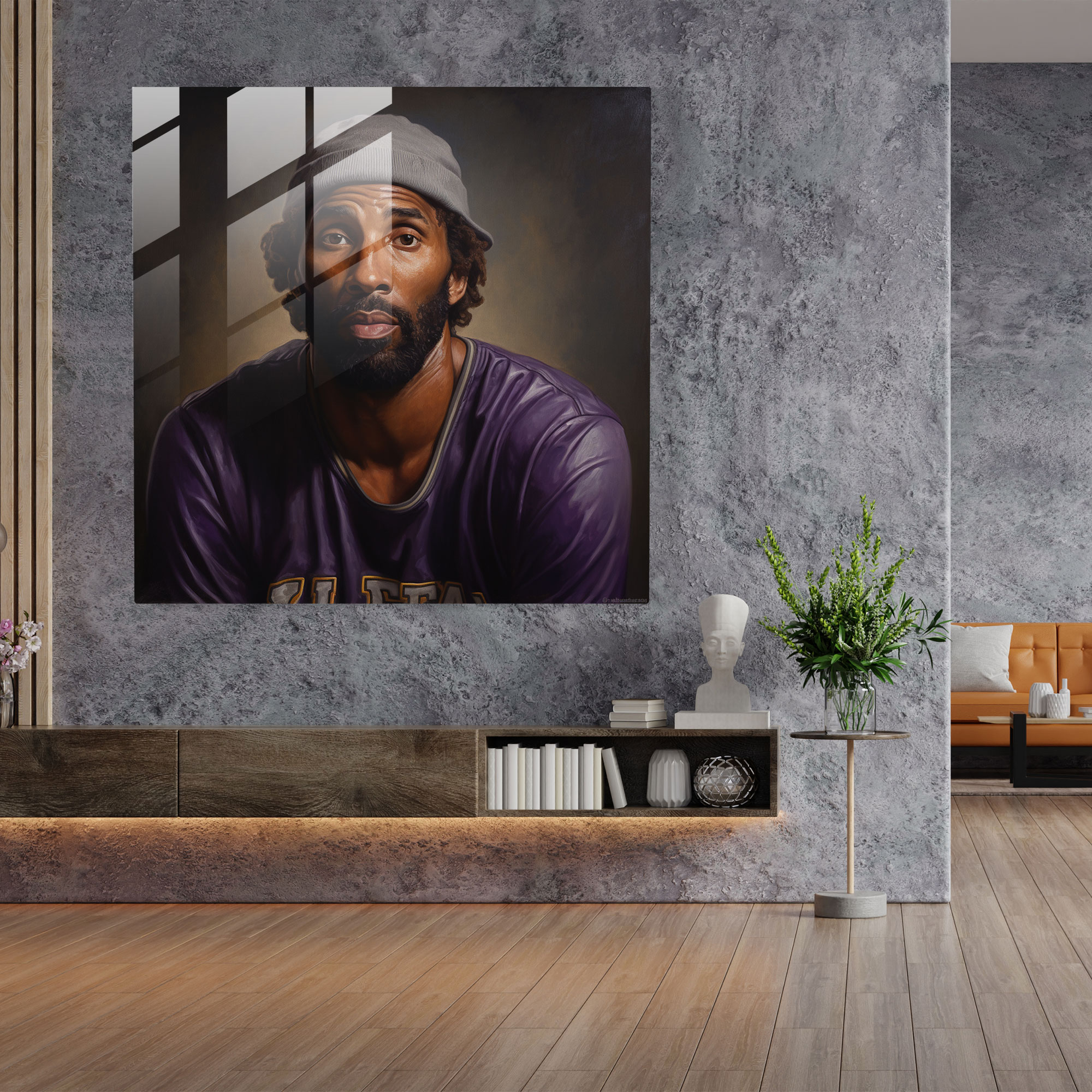 Nba Glass Print - Realistic Portrait Of An Nba Legend - Nba, Glass Print, Glass Wall Art, Basketball Icons