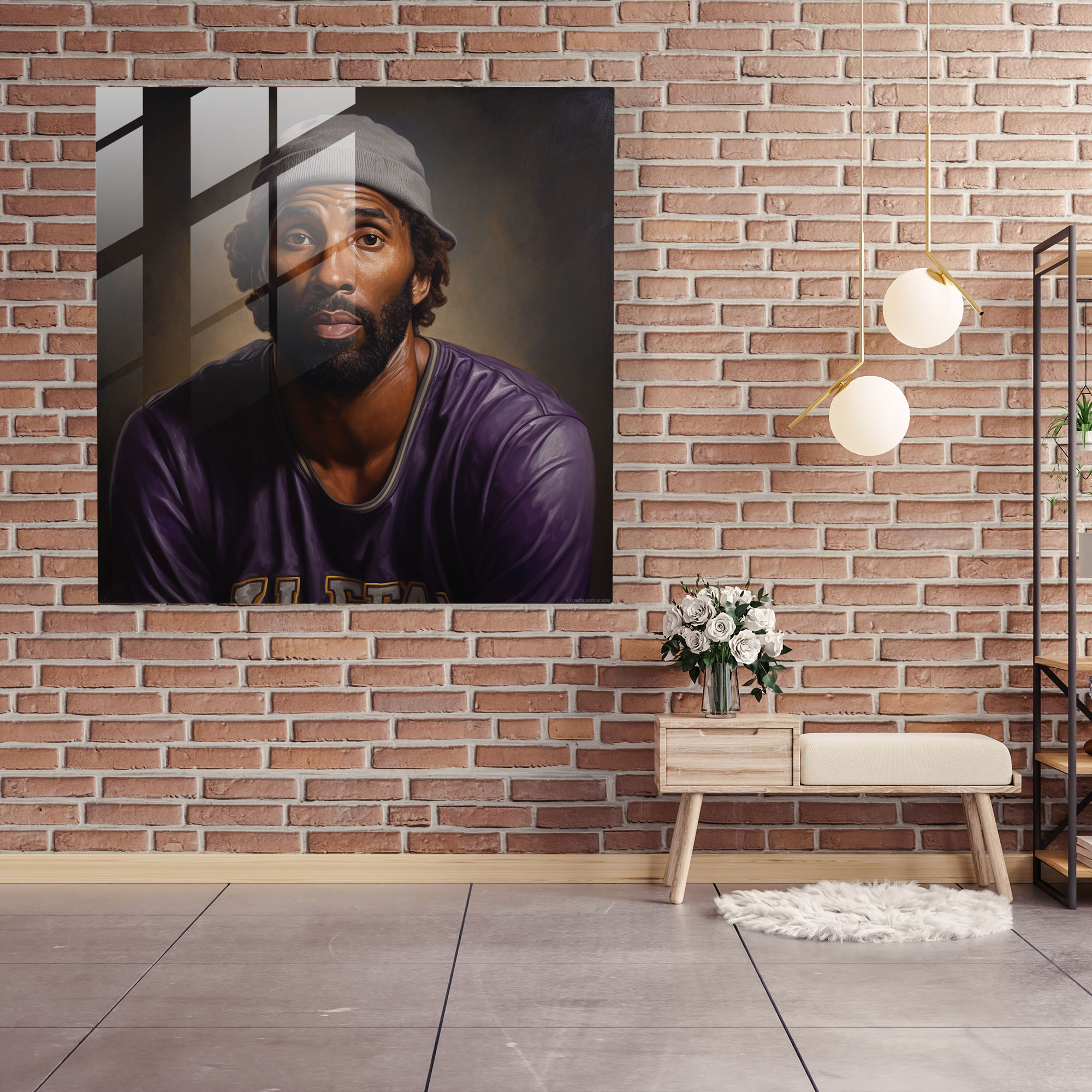 Nba Glass Print - Realistic Portrait Of An Nba Legend - Nba, Glass Print, Glass Wall Art, Basketball Icons