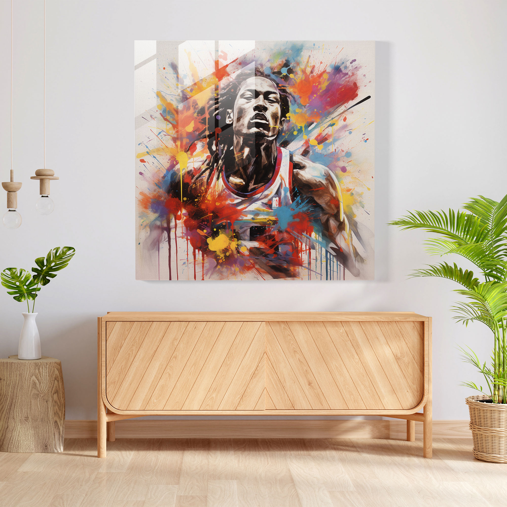 NBA Glasbild - Mixed Media Fusion - NBA Wohnkultur Moderne Kunst Glas Wandkunst