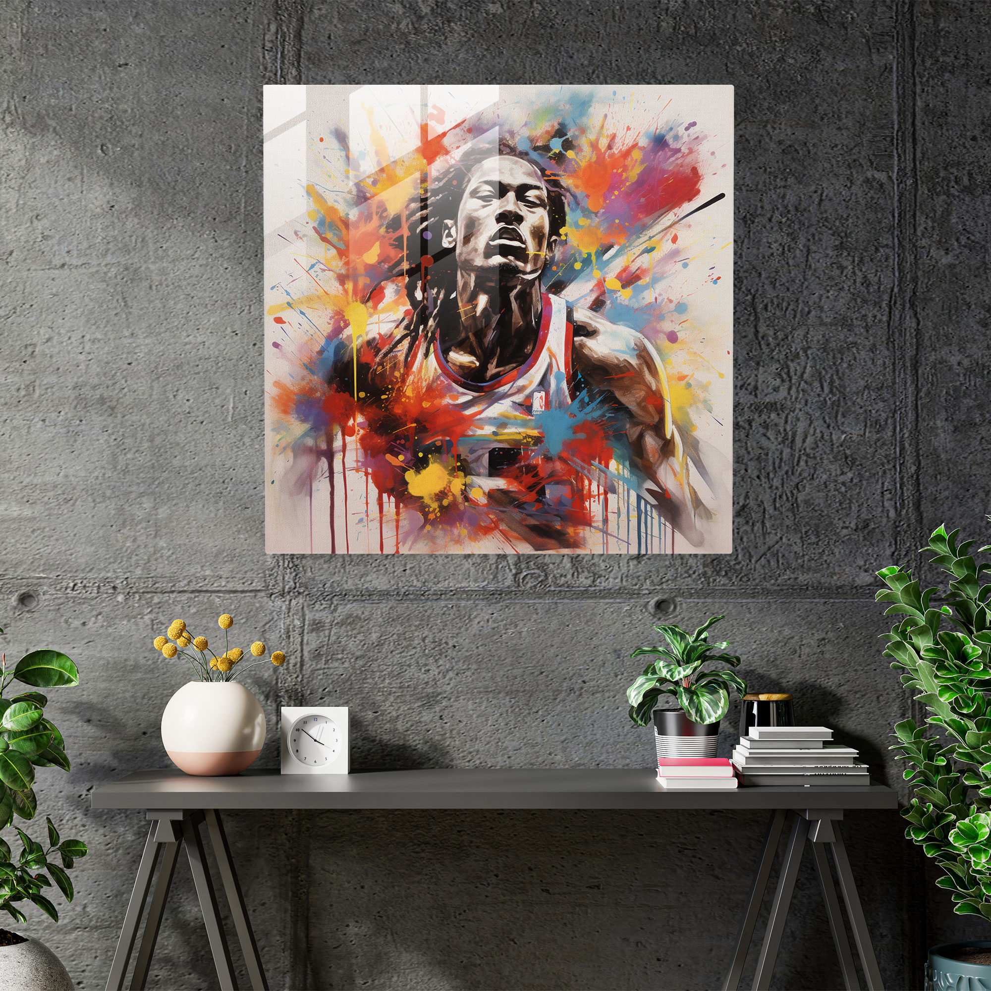 NBA Glasbild - Mixed Media Fusion - NBA Wohnkultur Moderne Kunst Glas Wandkunst