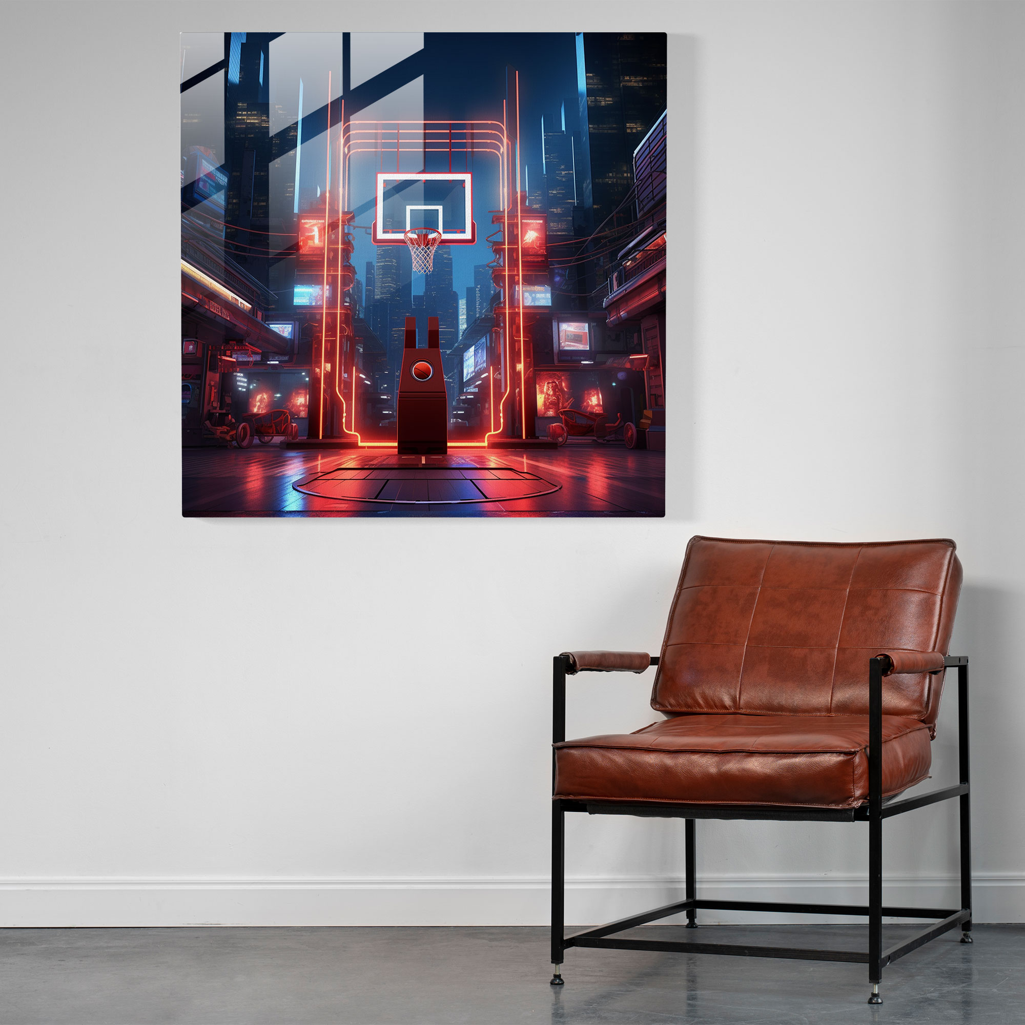 NBA Futuristisches Glasbild - Modernes Kunstwerk für Zuhause