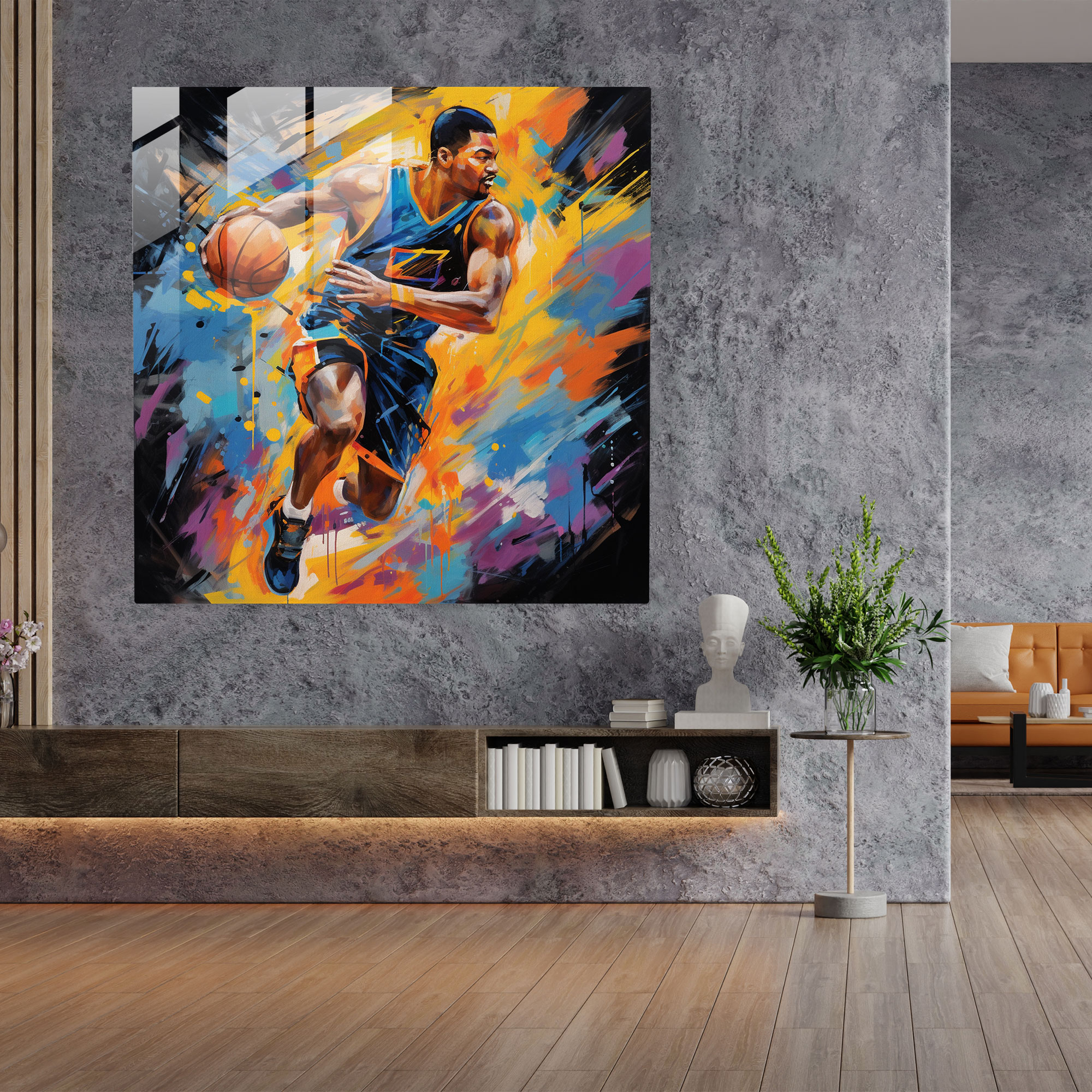 Nba Abstract Fluidity Glass Print - Nba, Glass Wall Art, Modern Art, Abstract Art