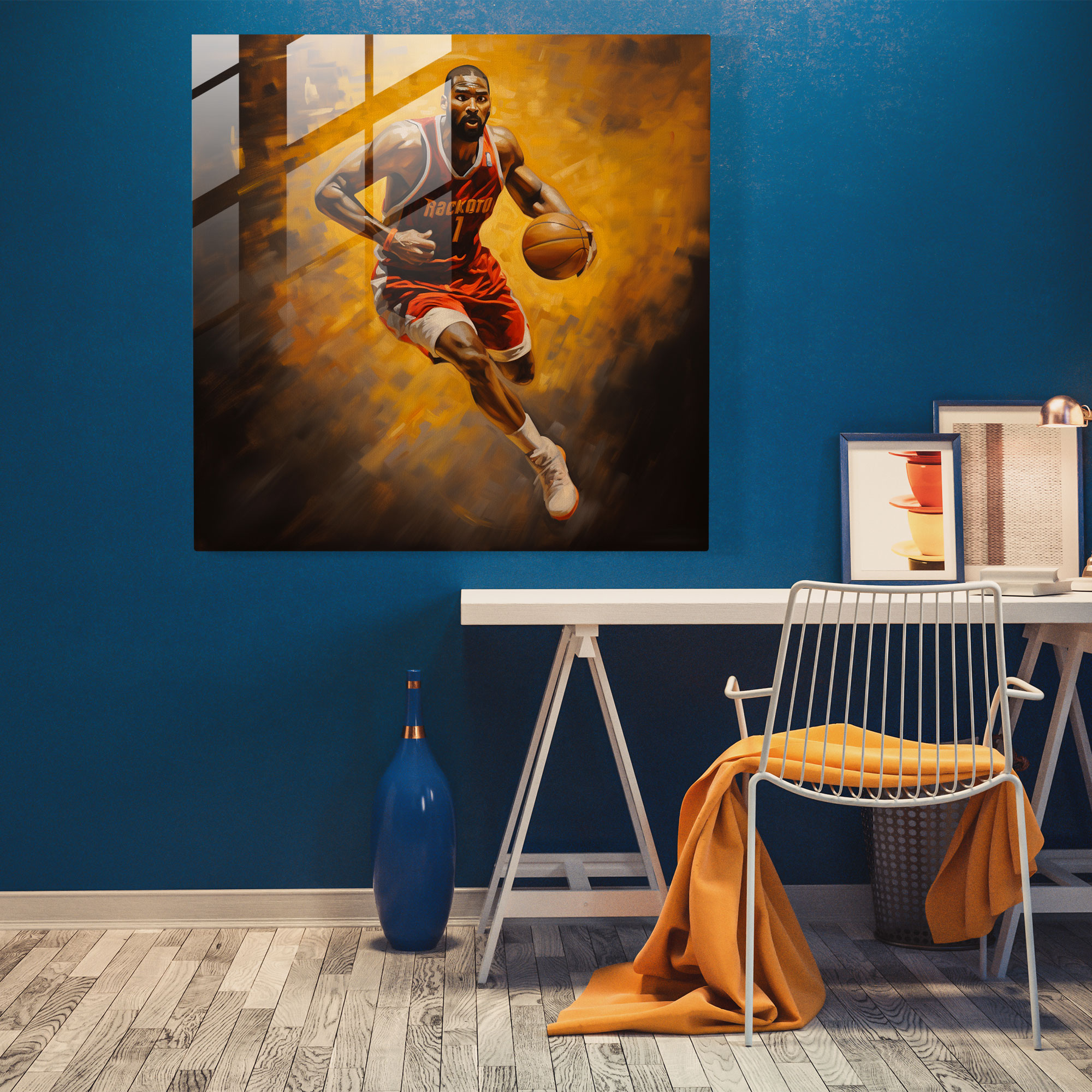 NBA Realistisches Ölgemälde Glasbild - NBA realistisches Ölgemälde Glaswandkunst