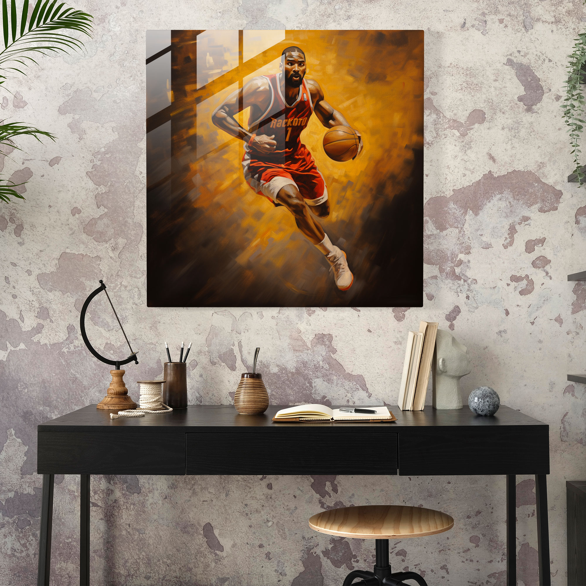 NBA Realistisches Ölgemälde Glasbild - NBA realistisches Ölgemälde Glaswandkunst