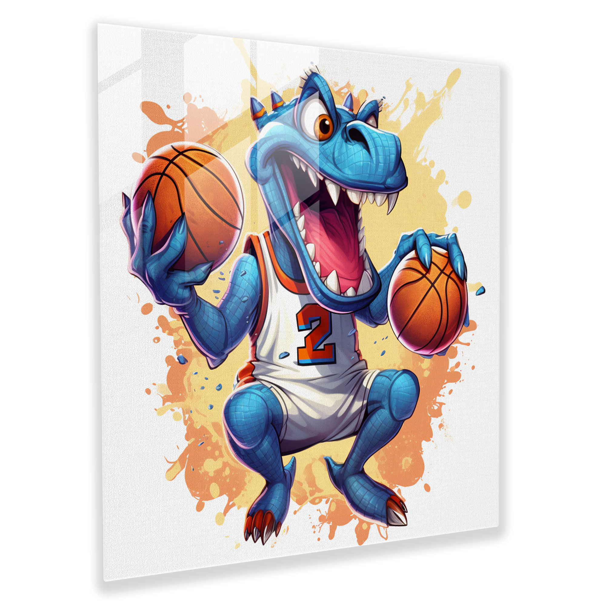 Nba Whimsical Cartoon Glass Print - Nba, Nba, Modern Art, Nba Mascot
