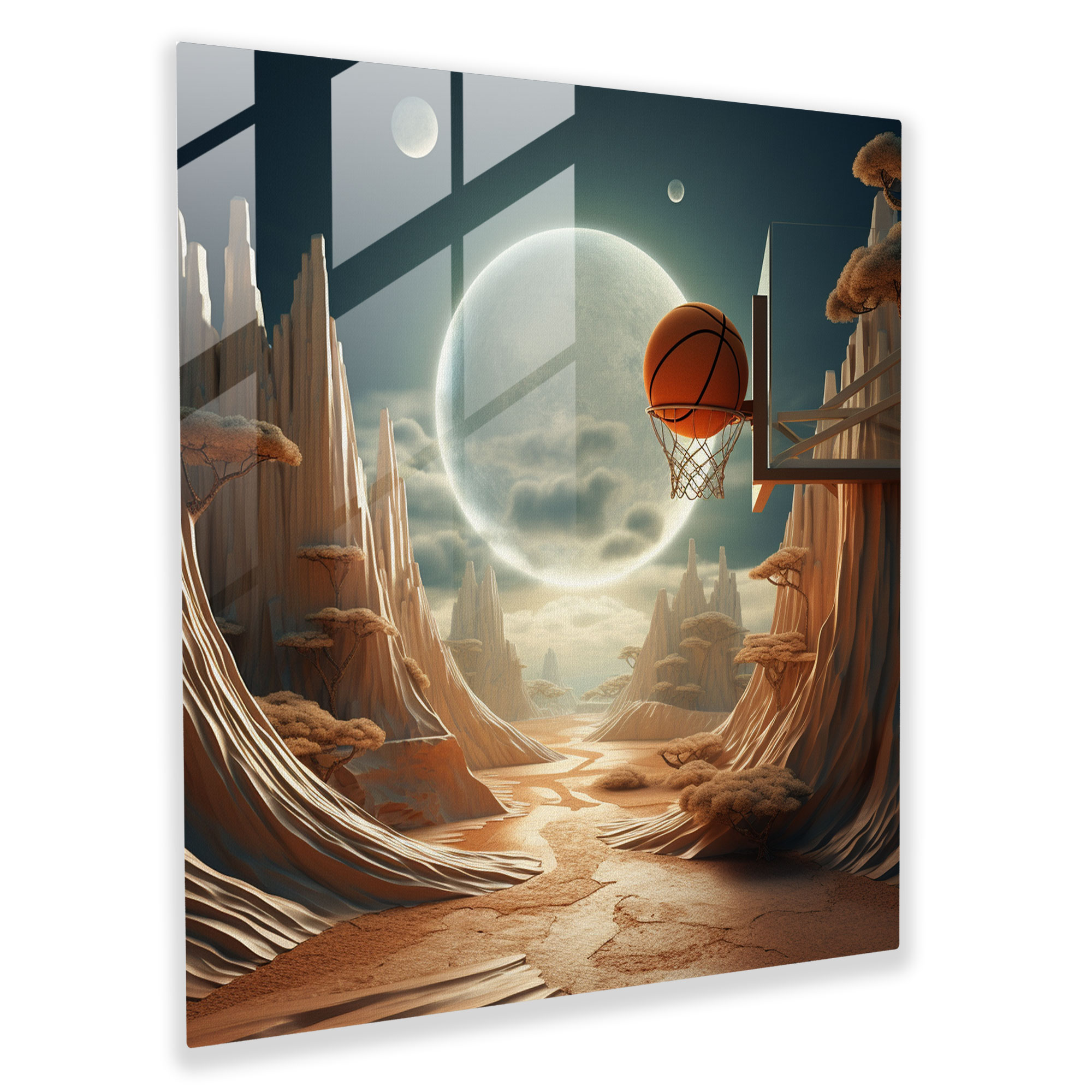 Nba Surreal Glass Print - Nba, Home Decoration, Glass Wall Art, Nba