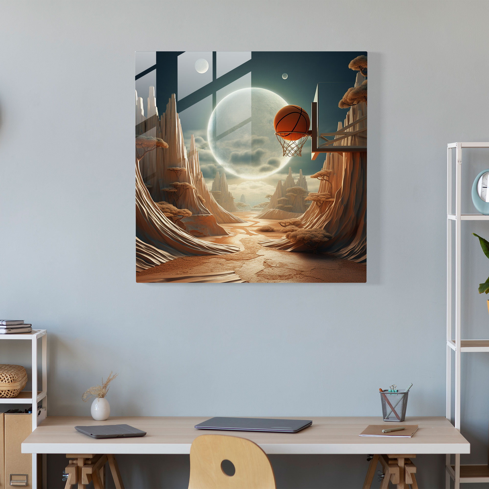 Nba Surreal Glass Print - Nba, Home Decoration, Glass Wall Art, Nba