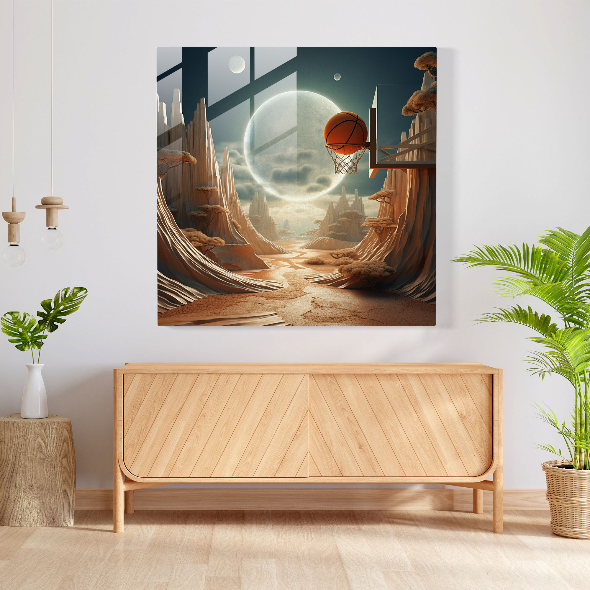 Nba Surreal Glass Print - Nba, Home Decoration, Glass Wall Art, Nba