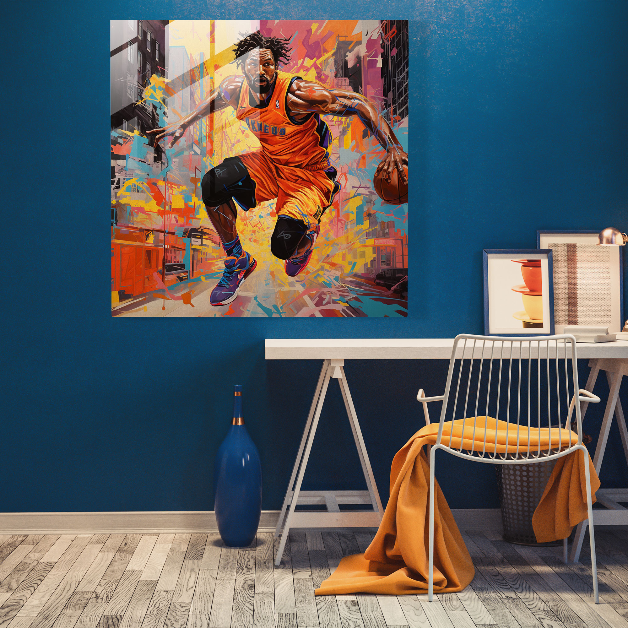 Nba Urban Graffiti Glass Print - Nba, Urban, Graffiti, Basketball