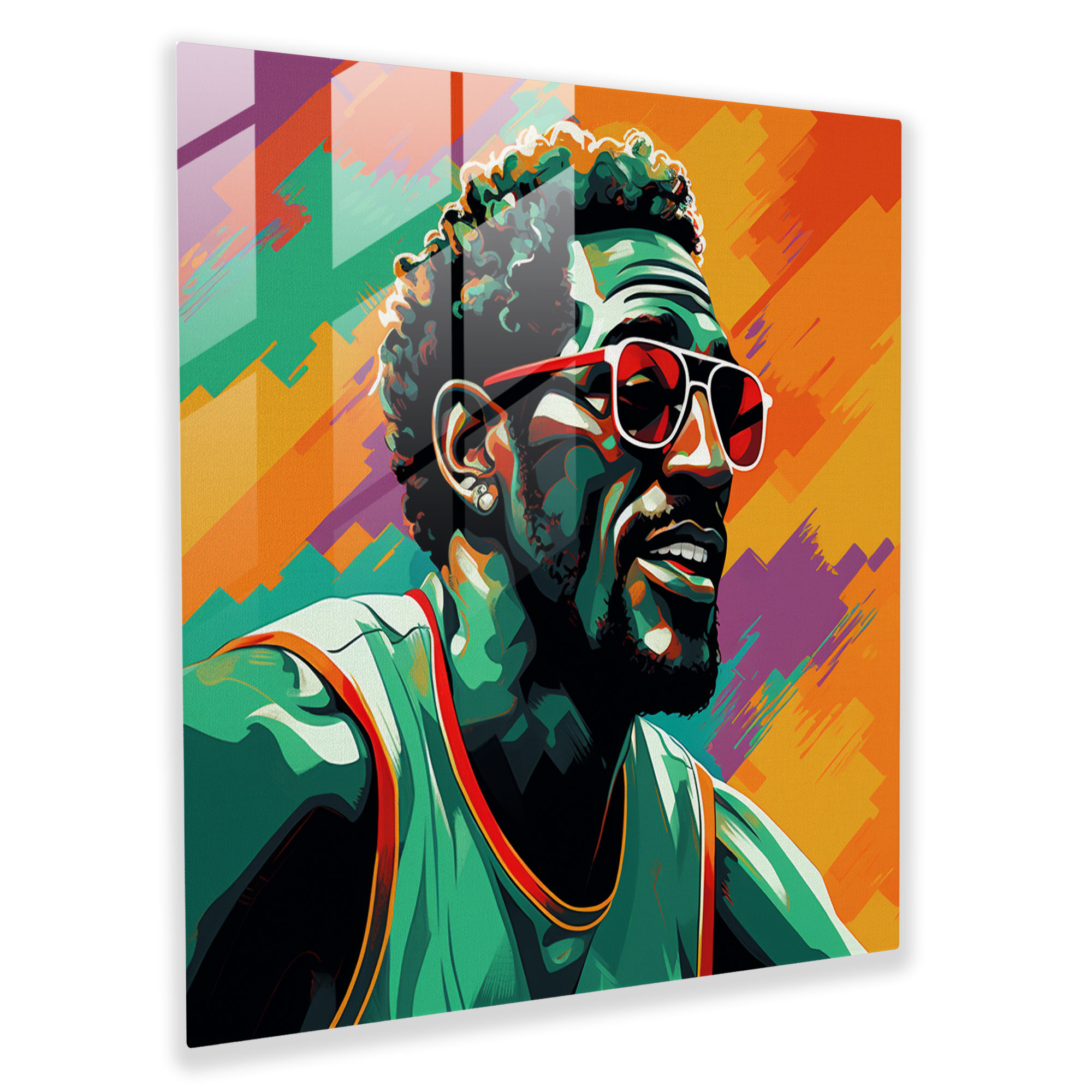 Nba Glass Print - Pop Art Legends - Nba, Fun, Colorful Portraits, Wall Decoration