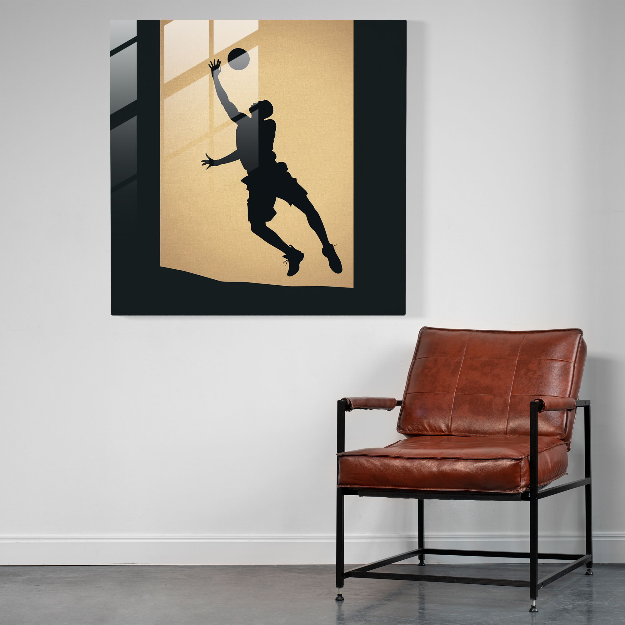 Nba Dunk Silhouette Glass Print - Nba, Glass Wall Art, Dunk, Nba