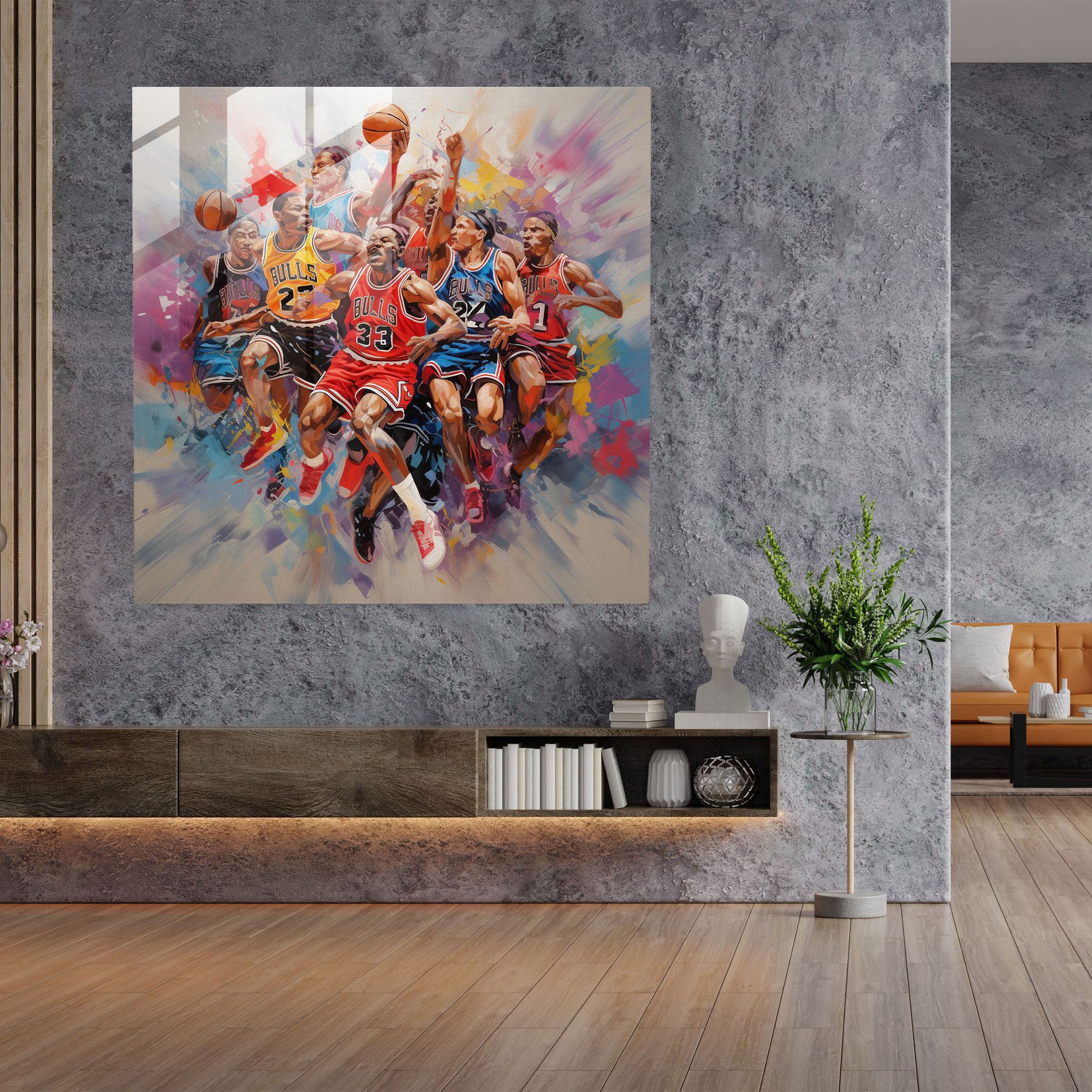 NBA Legenden Gruppenporträt Glasbild - NBA Wohnkultur Wanddekoration