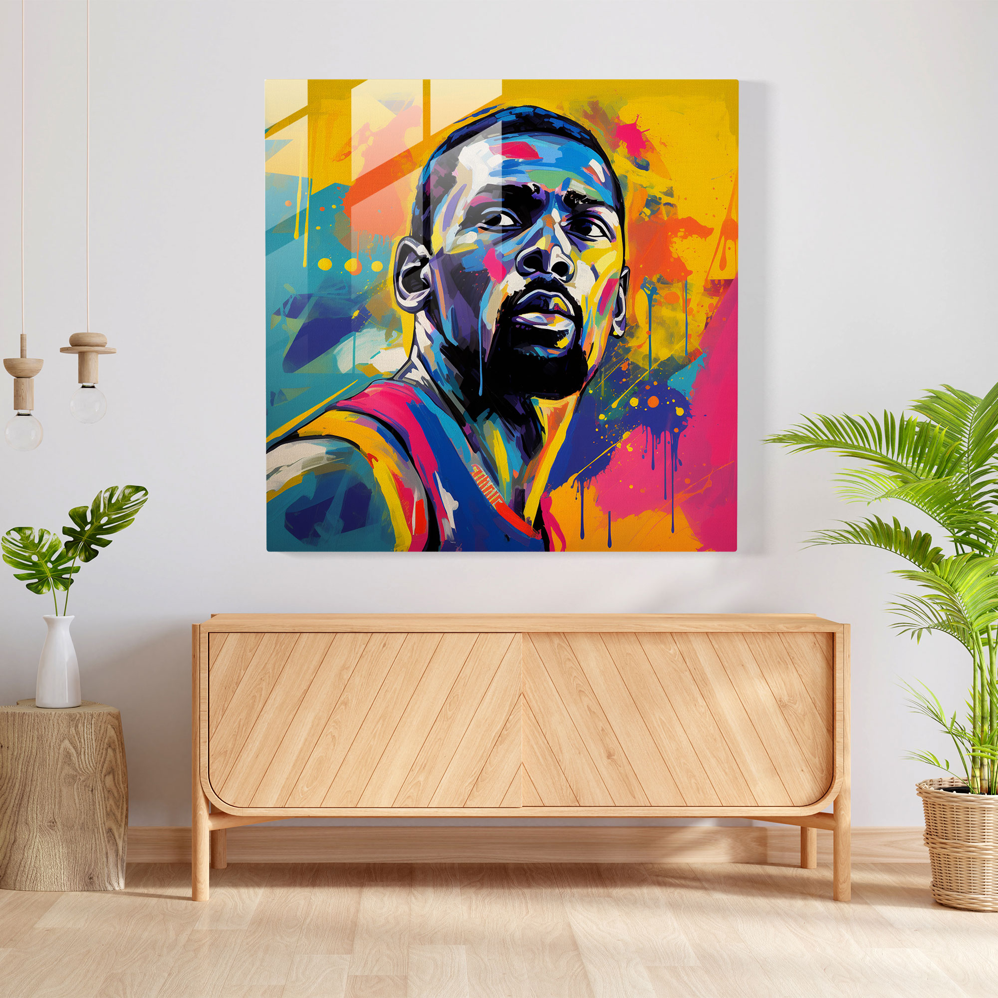 Nba Pop Art Glass Print - Nba, Glass Wall Art, Pop Art-Inspired Artwork, Modern Art
