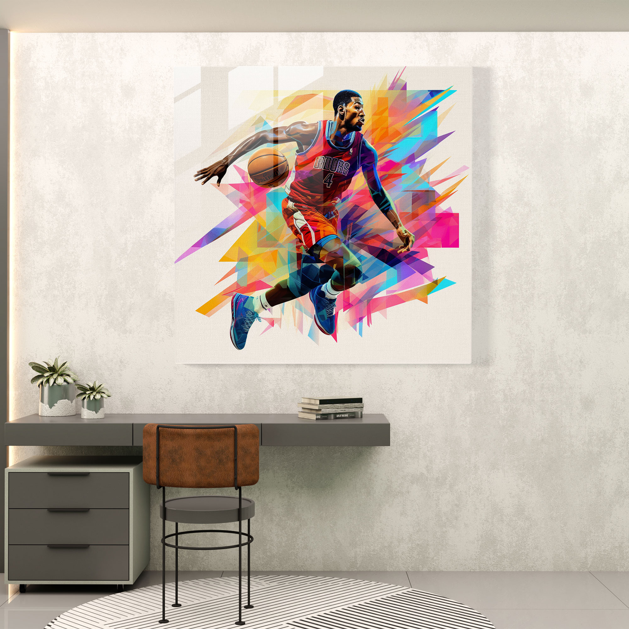 NBA Digitales Collage Glasbild - NBA Glasbild Wohndekoration Glaskunst