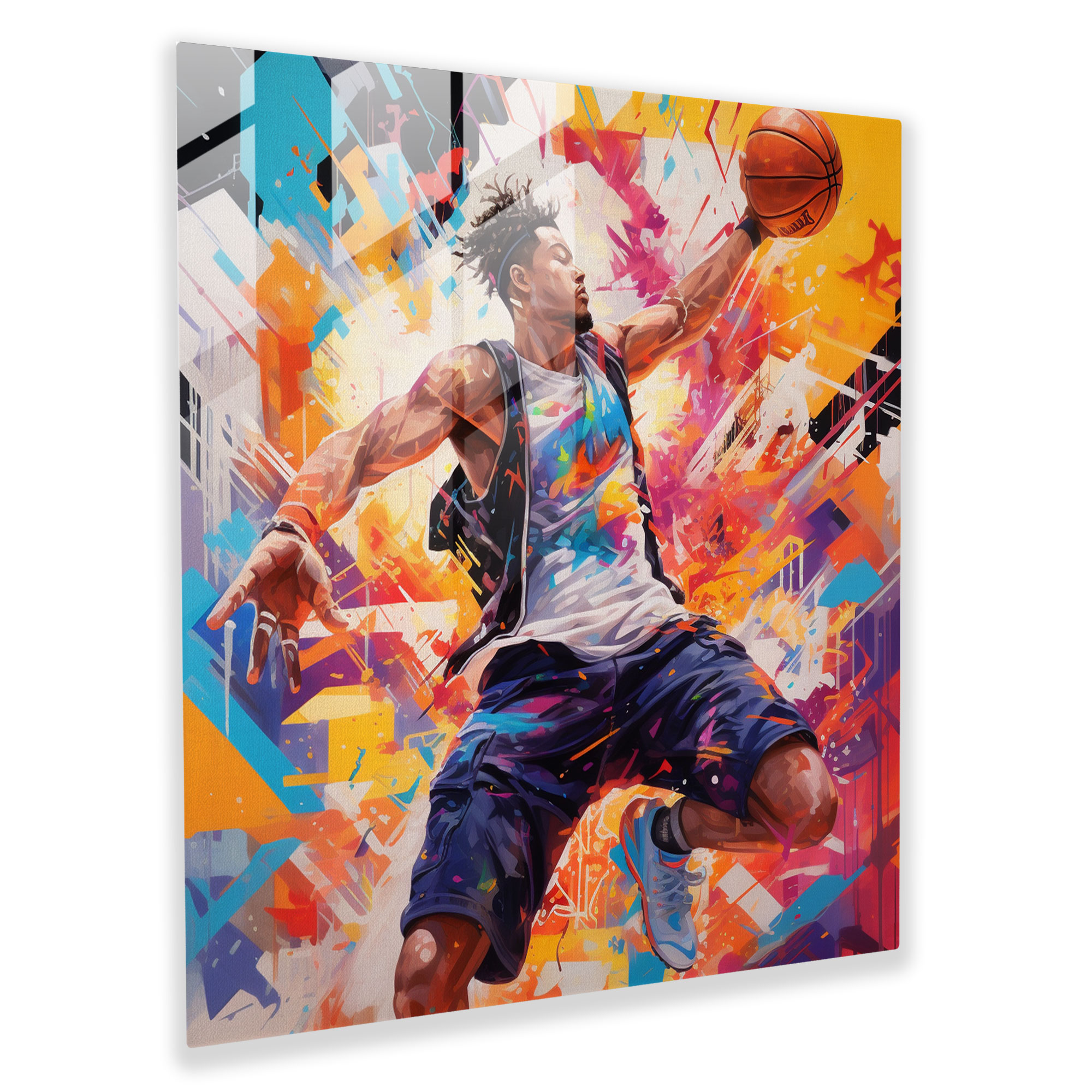 Nba Graffiti Glass Print - Nba, Home Decoration, Nba, Glass Art