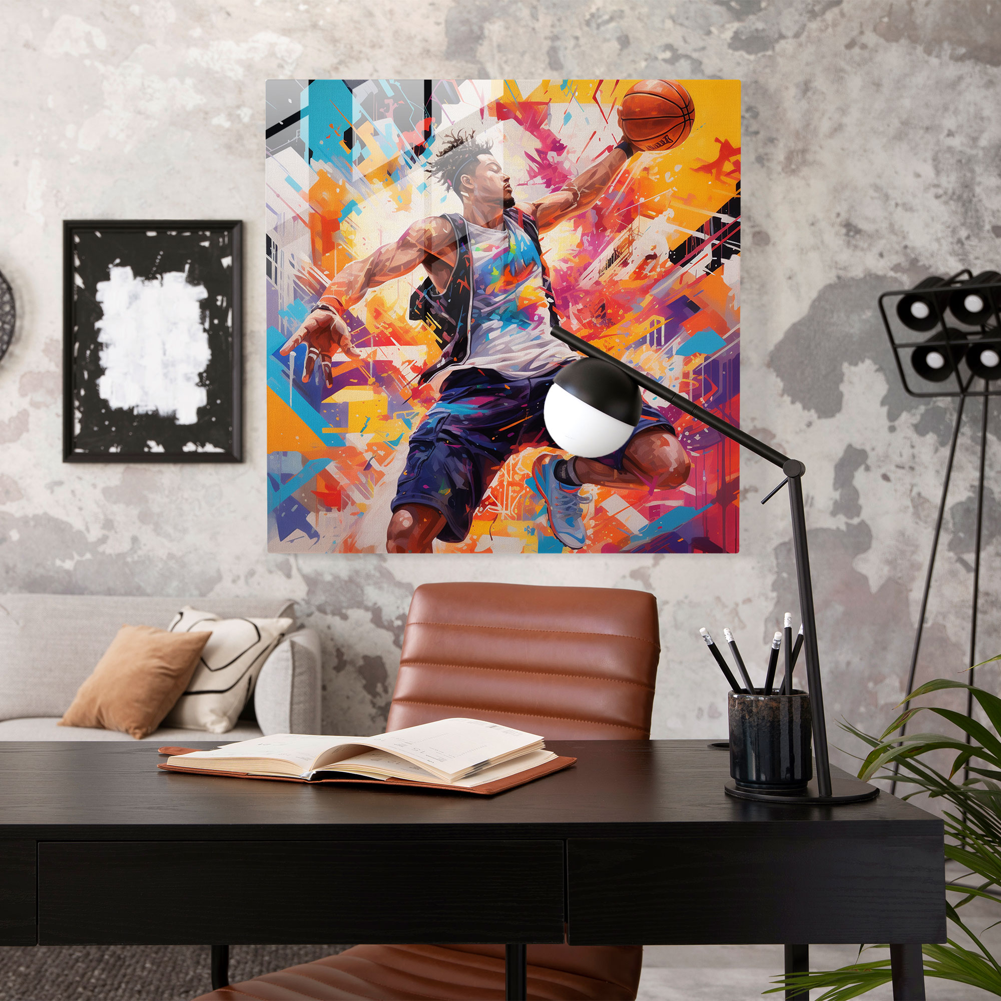 Nba Graffiti Glass Print - Nba, Home Decoration, Nba, Glass Art