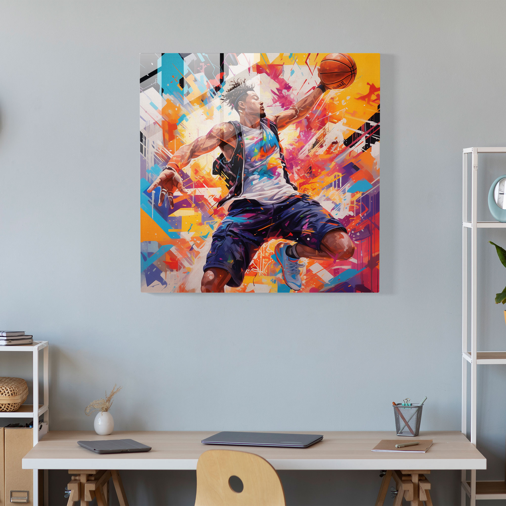 Nba Graffiti Glass Print - Nba, Home Decoration, Nba, Glass Art