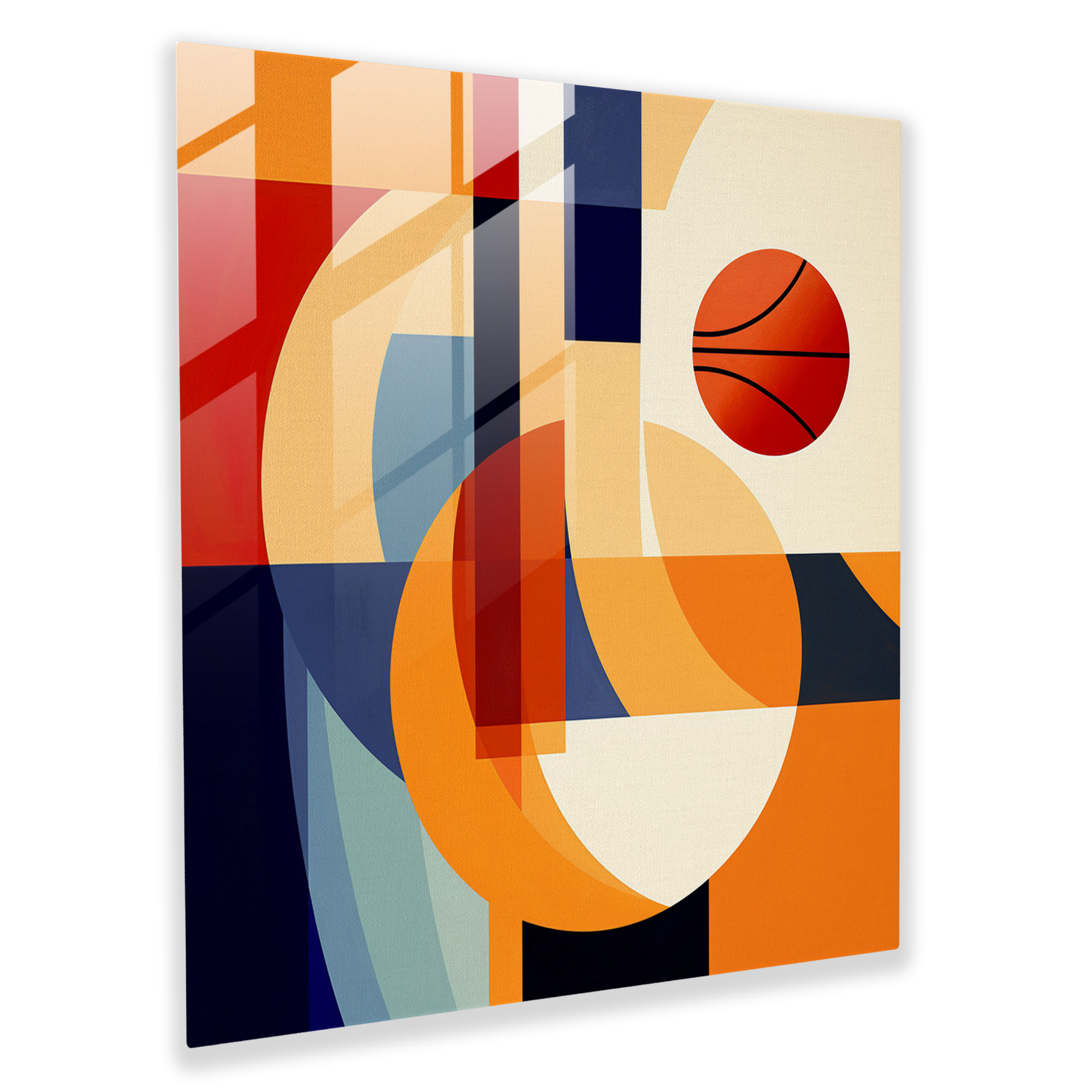 Nba Glass Wall Art - Abstract Geometric Basketball Design - Nba, Wall Decoration, Glass Art, Home Decoration