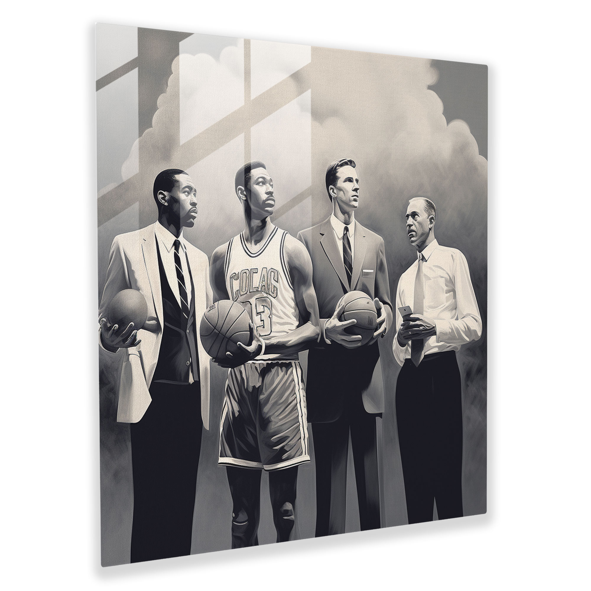 Nba Glass Wall Art - Vintage-Inspired Legends Illustration - Nba, Vintage-Inspired Illustration, Glass Art, Home Decoration