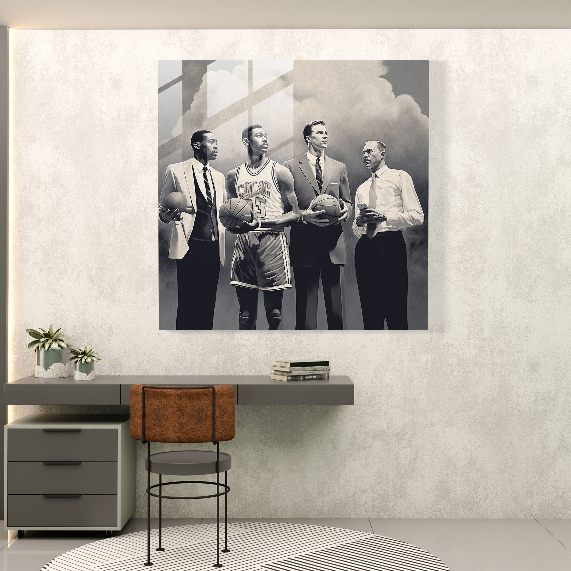 Nba Glass Wall Art - Vintage-Inspired Legends Illustration - Nba, Vintage-Inspired Illustration, Glass Art, Home Decoration