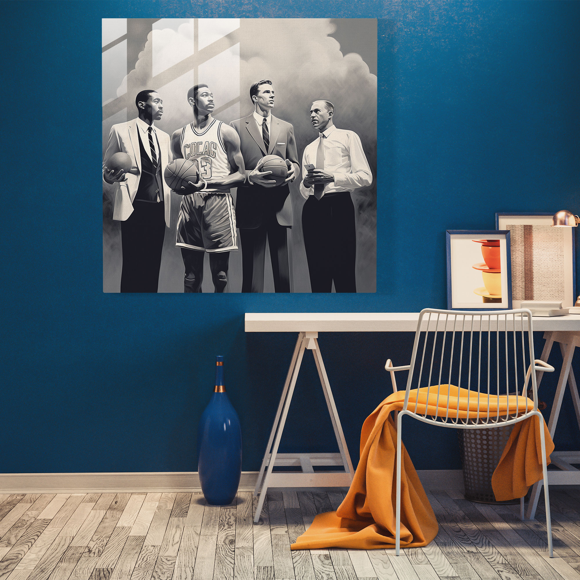 Nba Glass Wall Art - Vintage-Inspired Legends Illustration - Nba, Vintage-Inspired Illustration, Glass Art, Home Decoration