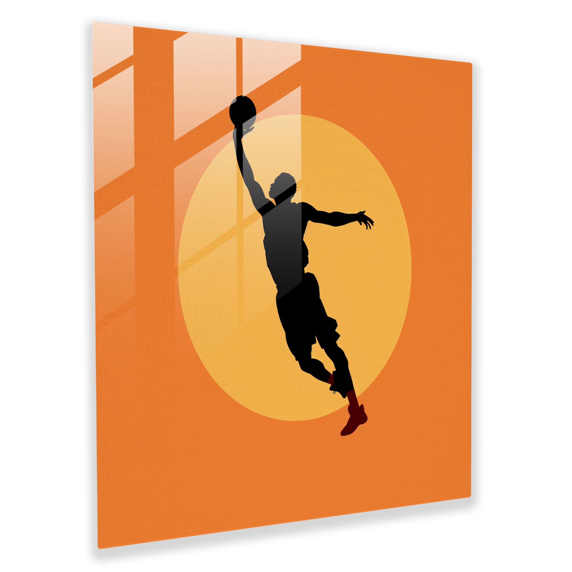 Nba Silhouette Glass Print - Nba, Home Decoration, Glass Wall Art, Glass Print
