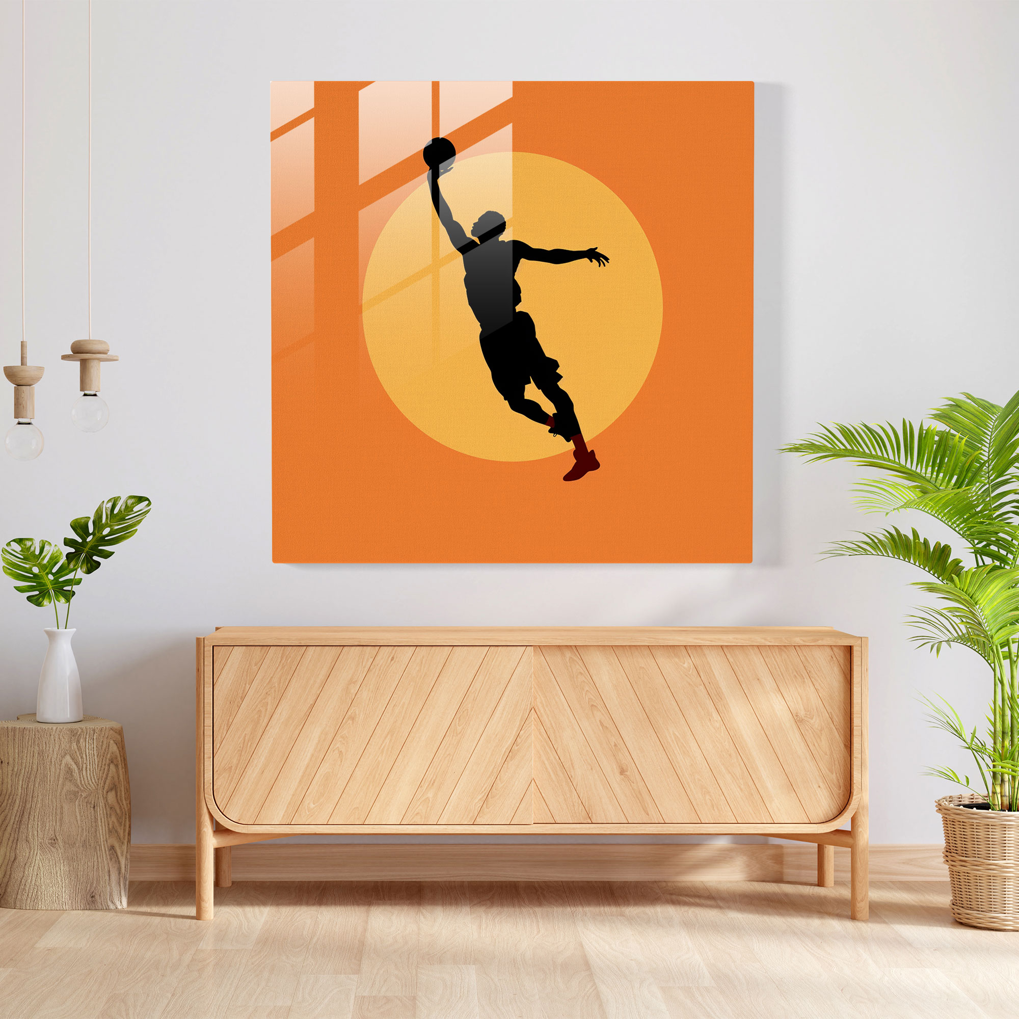 Nba Silhouette Glass Print - Nba, Home Decoration, Glass Wall Art, Glass Print