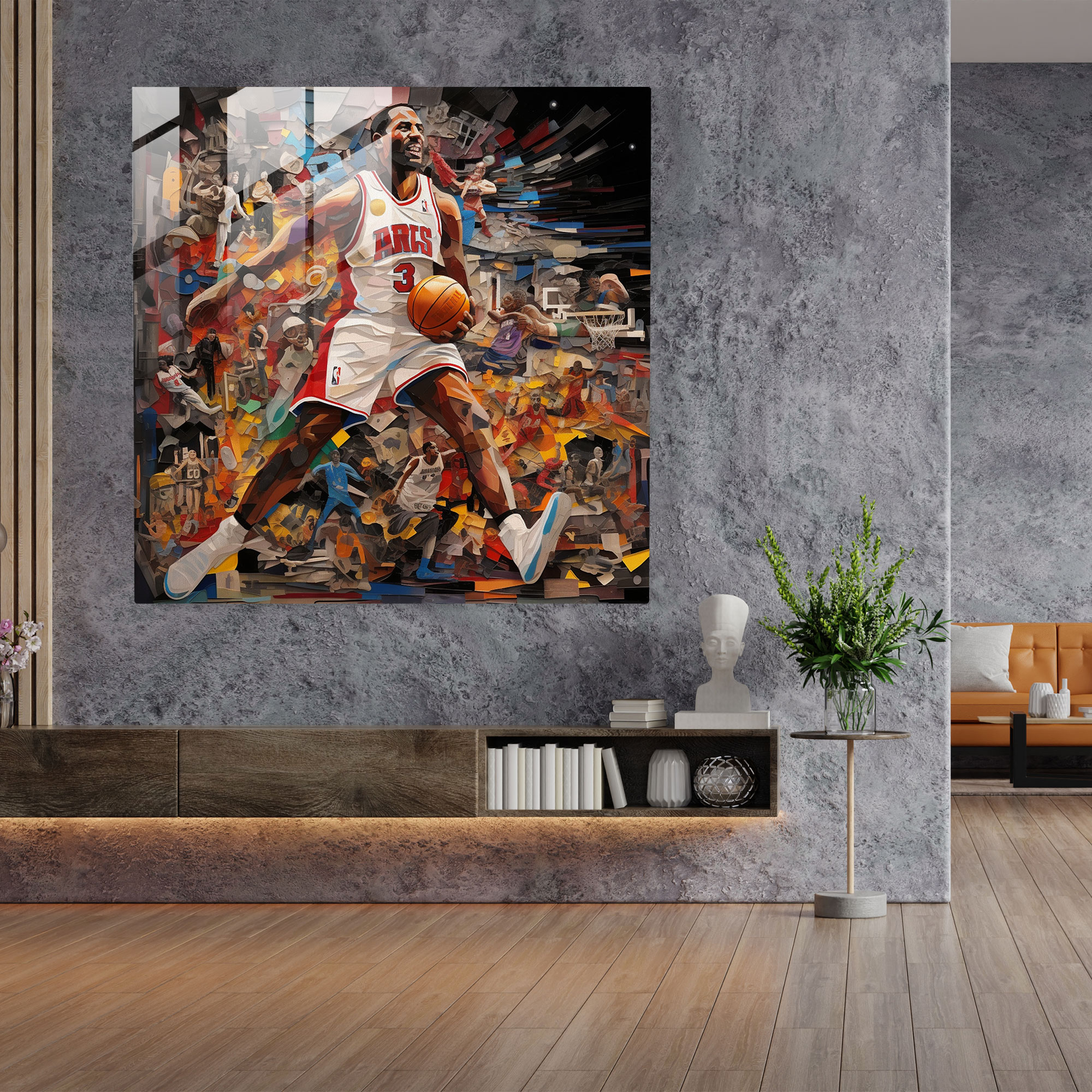 NBA Collage Glasbild - NBA Glas Kunst NBA Glas Wandkunst