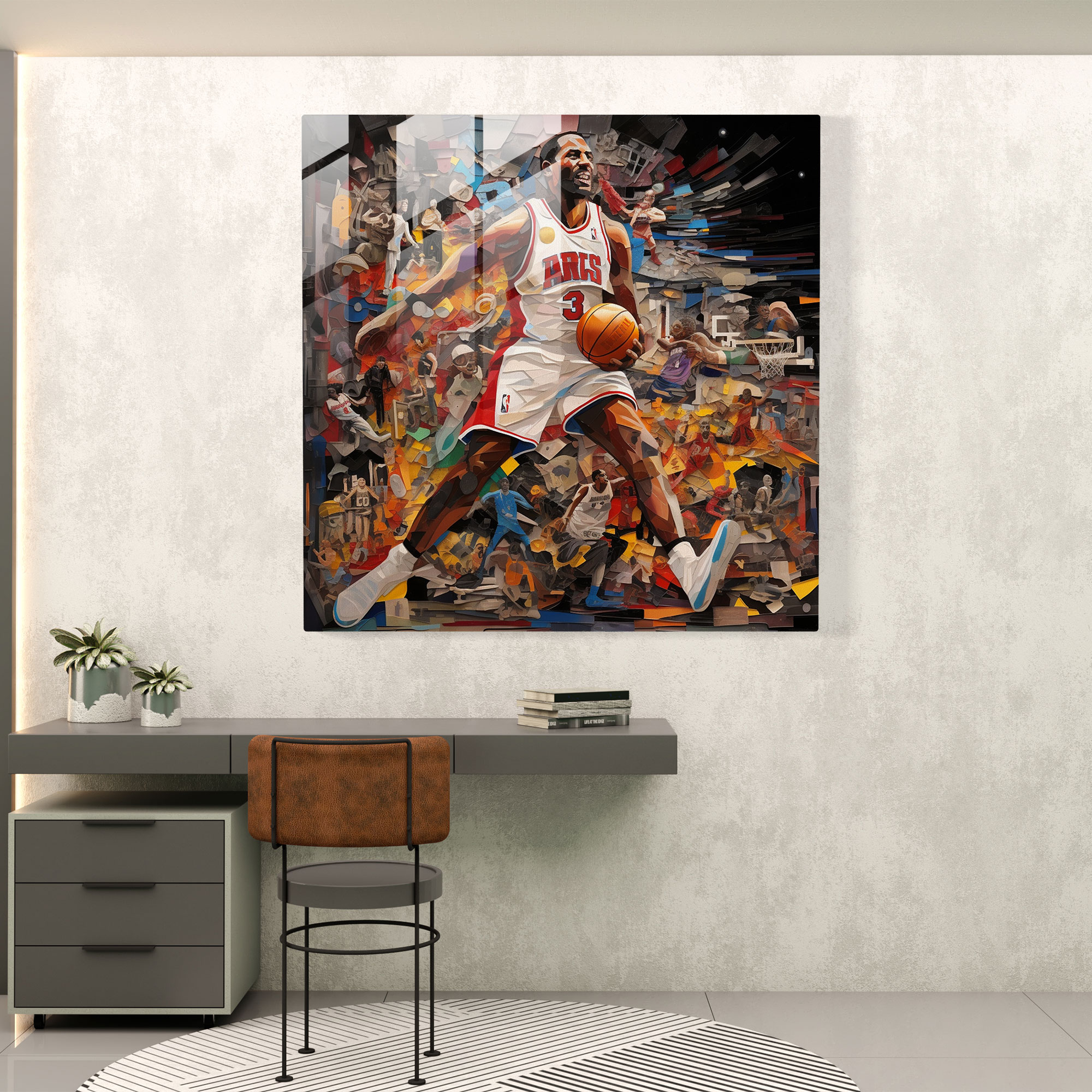 NBA Collage Glasbild - NBA Glas Kunst NBA Glas Wandkunst