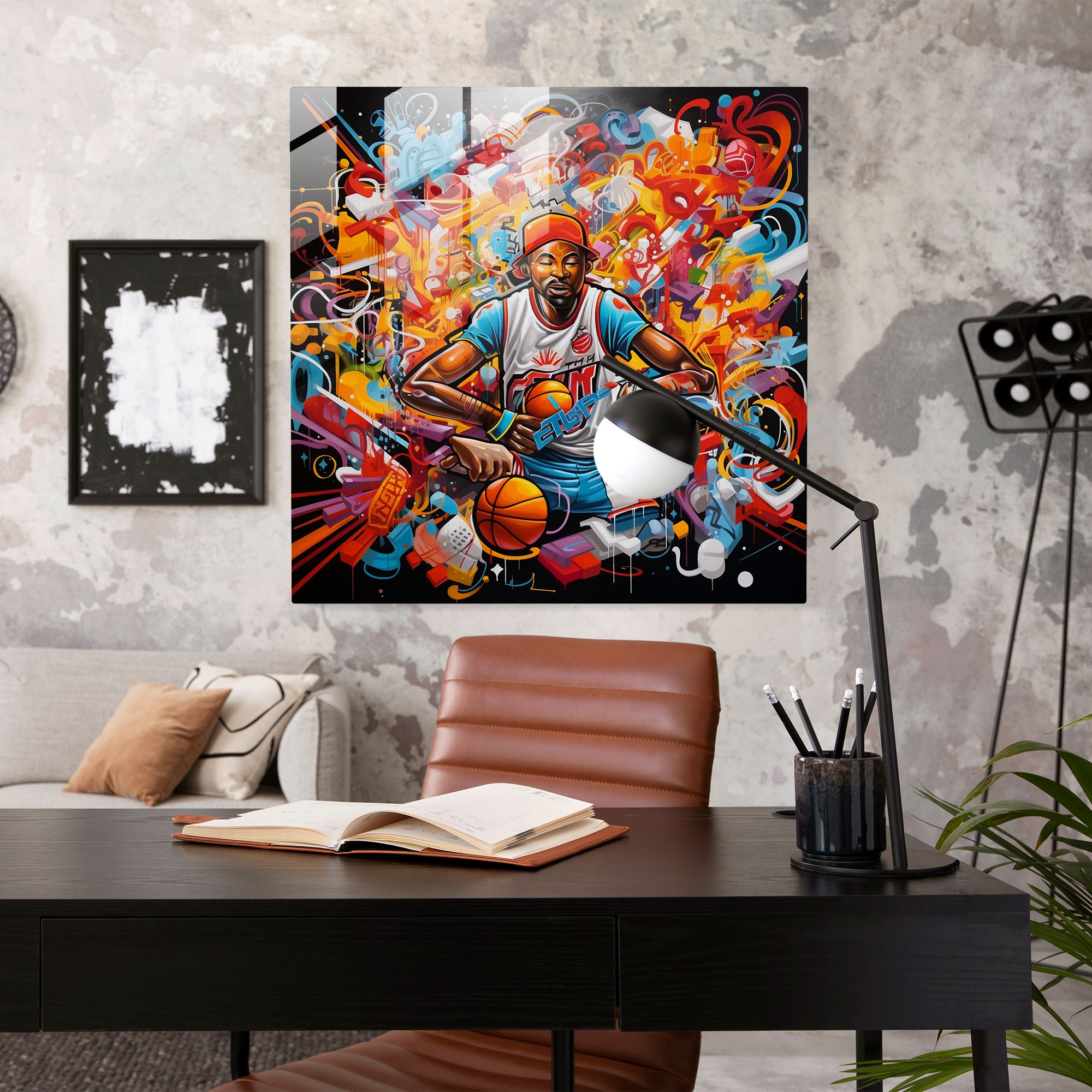 Nba Graffiti Glass Print - Nba, Glass Art, Glass Print, Wall Decoration