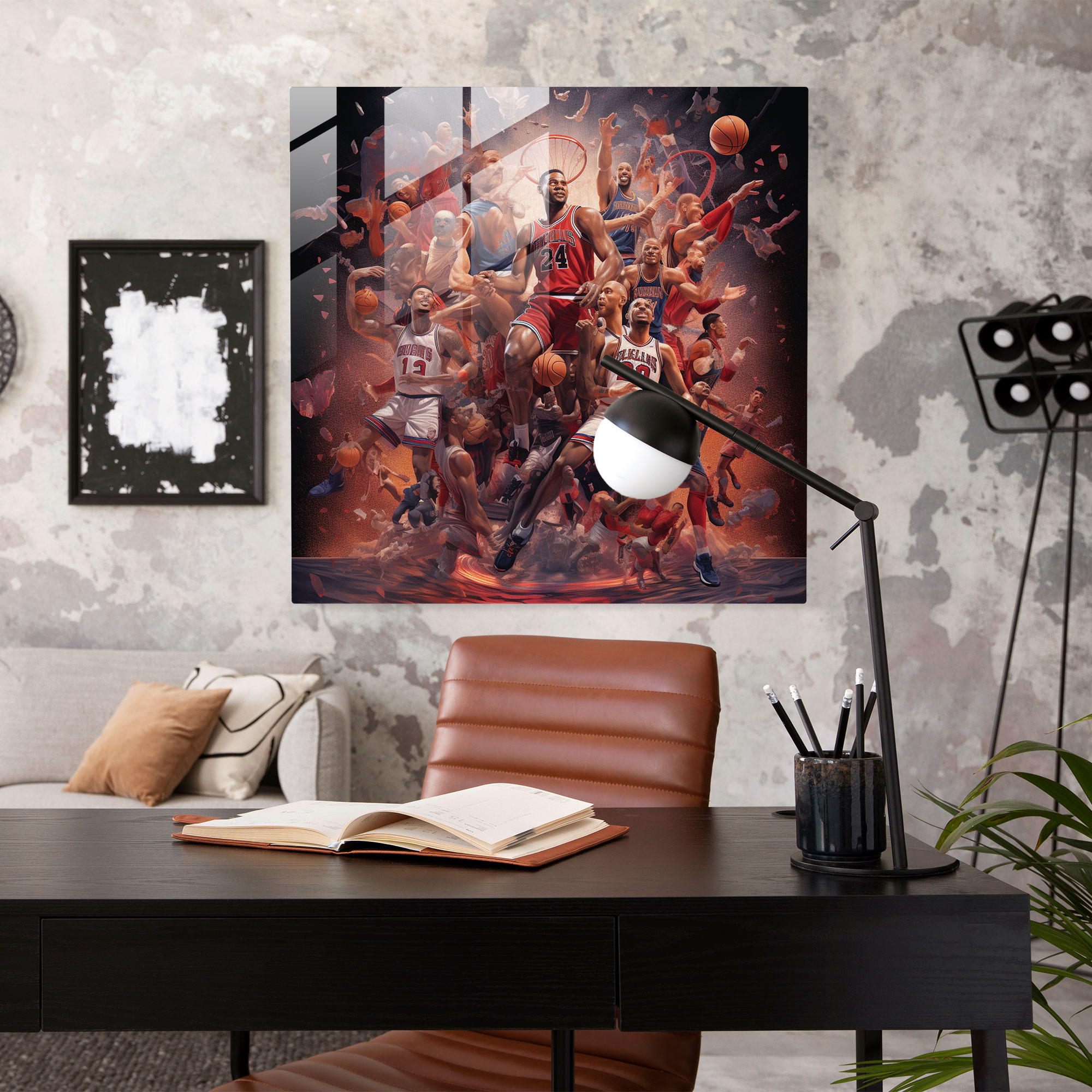 NBA Legenden Glasbild - Moderne Kunst Basketball