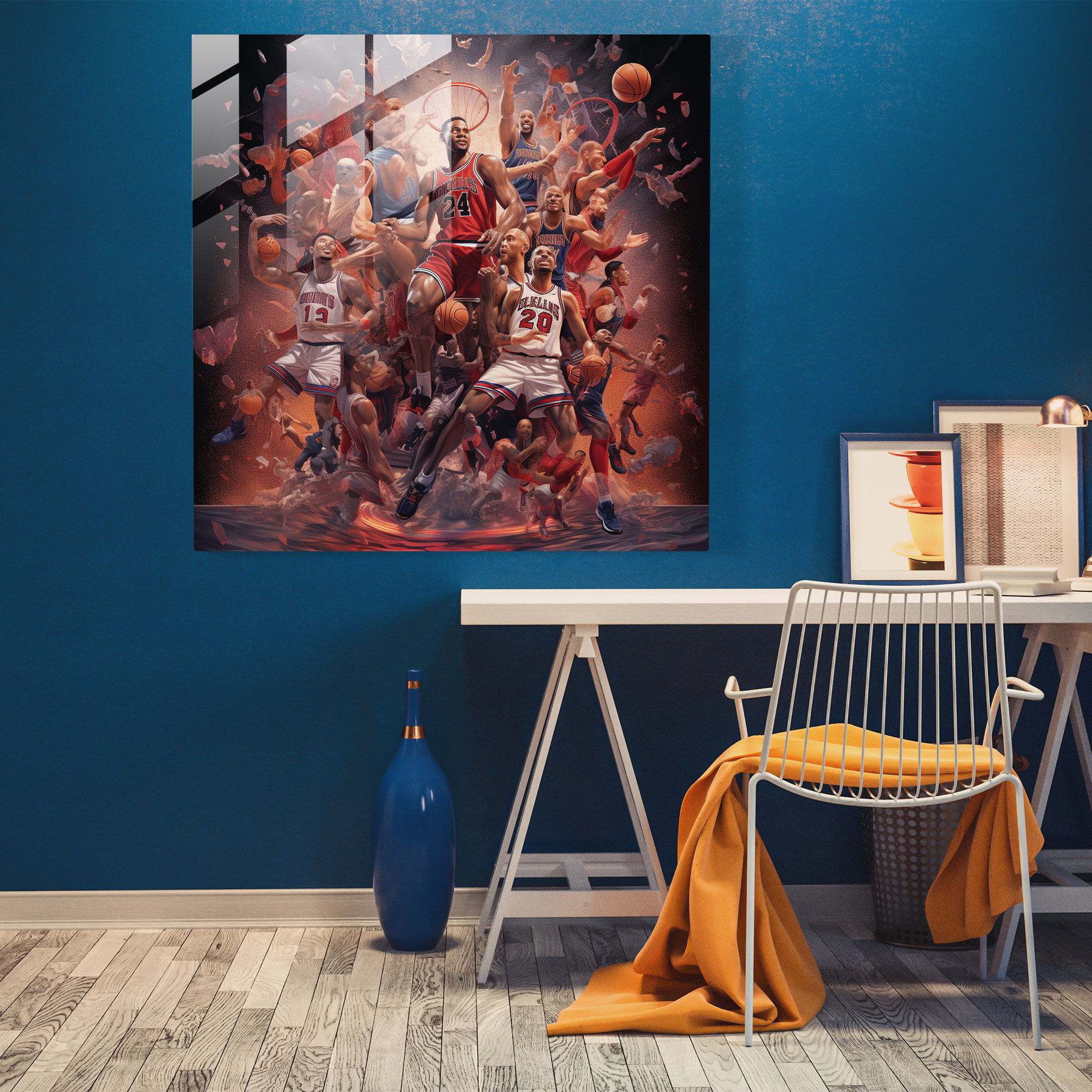 NBA Legenden Glasbild - Moderne Kunst Basketball