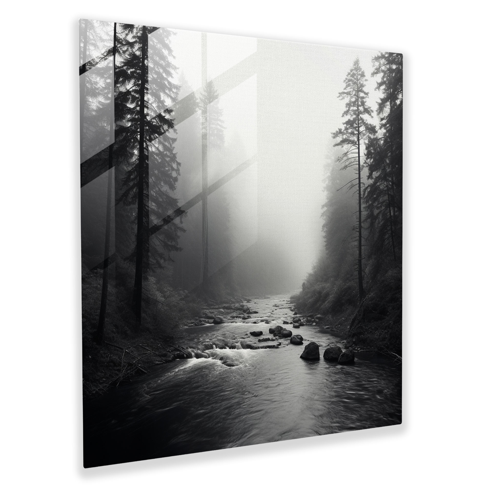 Neutral Glass Print - Foggy Serenity - Neutral, Home Decoration, Serene Landscape, Glass Art