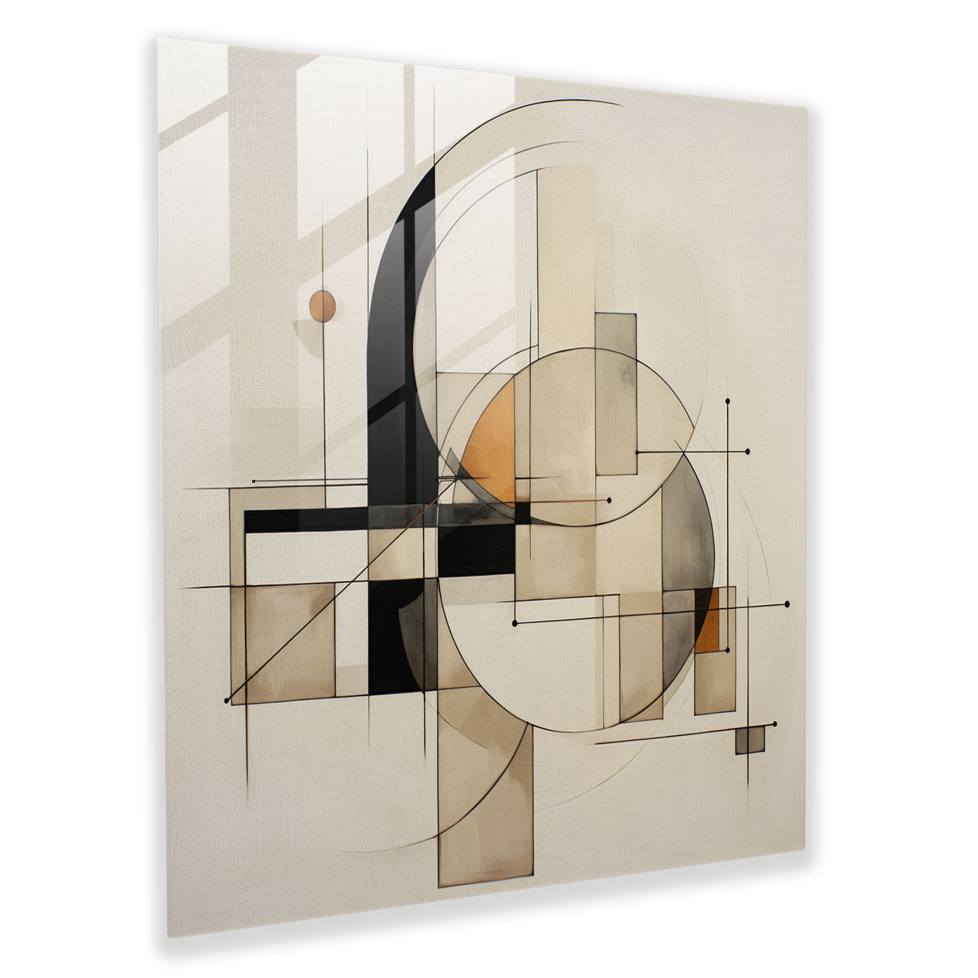 Neutral Glass Print - Intersecting Harmonies - Neutral, Modern Art, Glass Wall Art, Intersecting Lines And Shapes