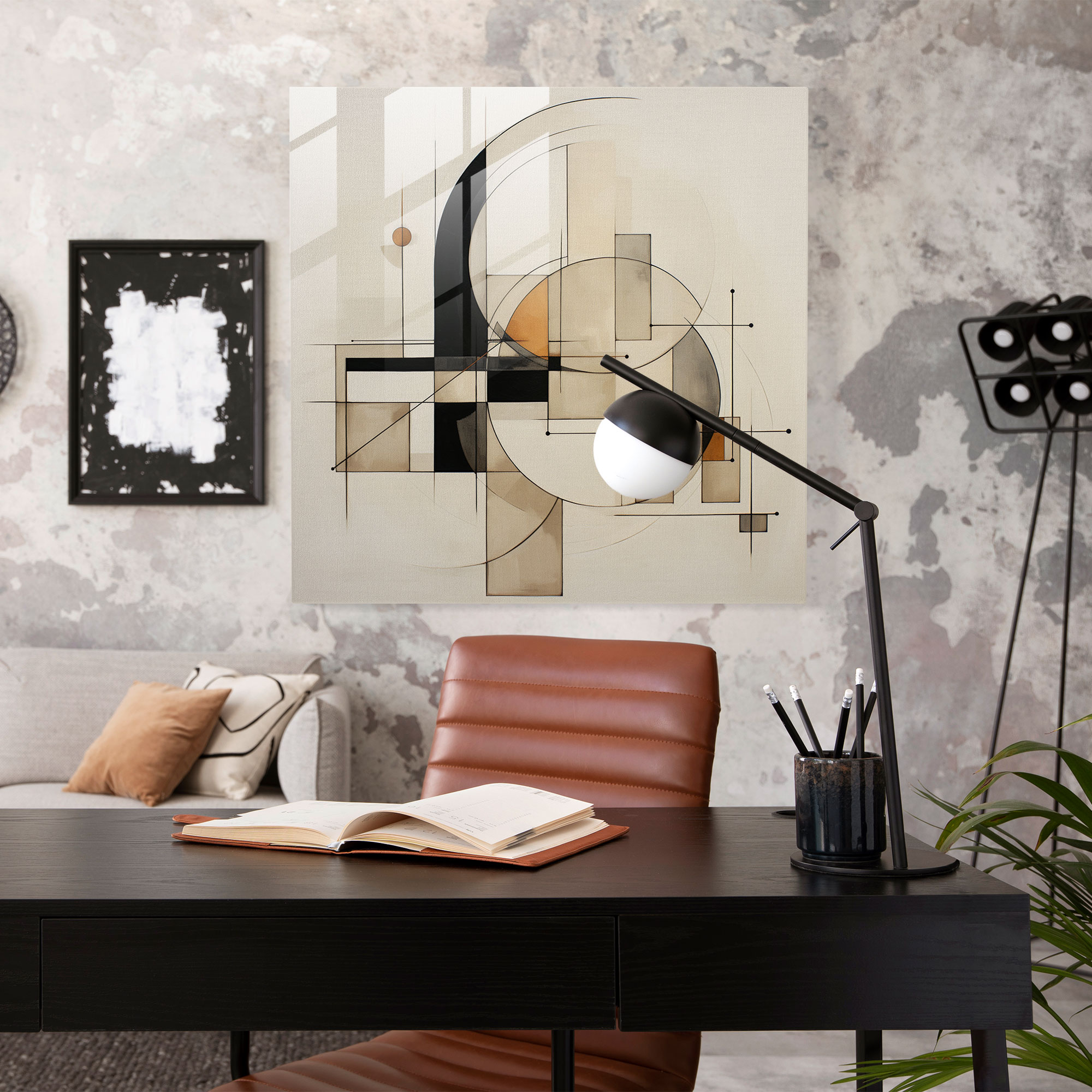 Neutral Glass Print - Intersecting Harmonies - Neutral, Modern Art, Glass Wall Art, Intersecting Lines And Shapes