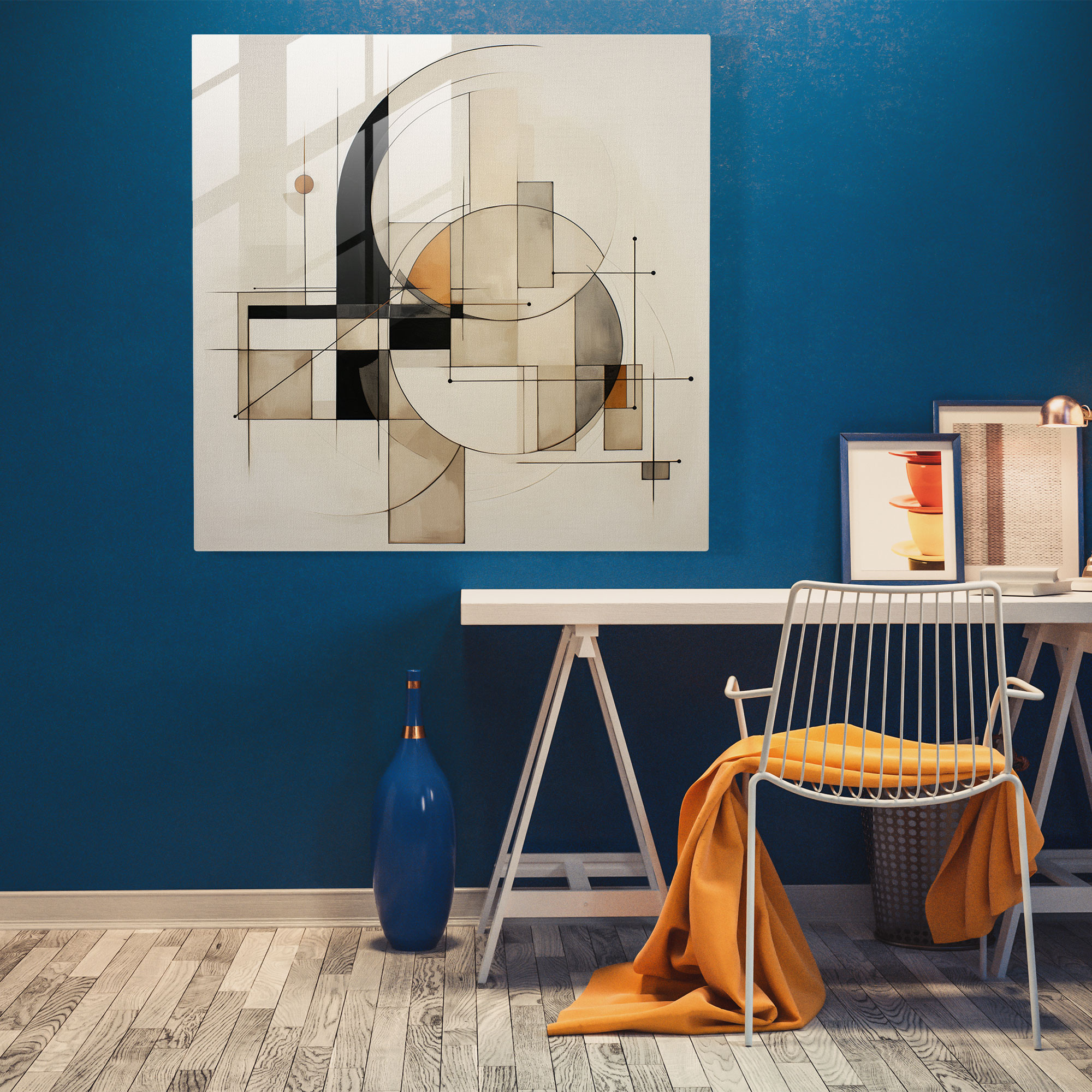 Neutral Glass Print - Intersecting Harmonies - Neutral, Modern Art, Glass Wall Art, Intersecting Lines And Shapes